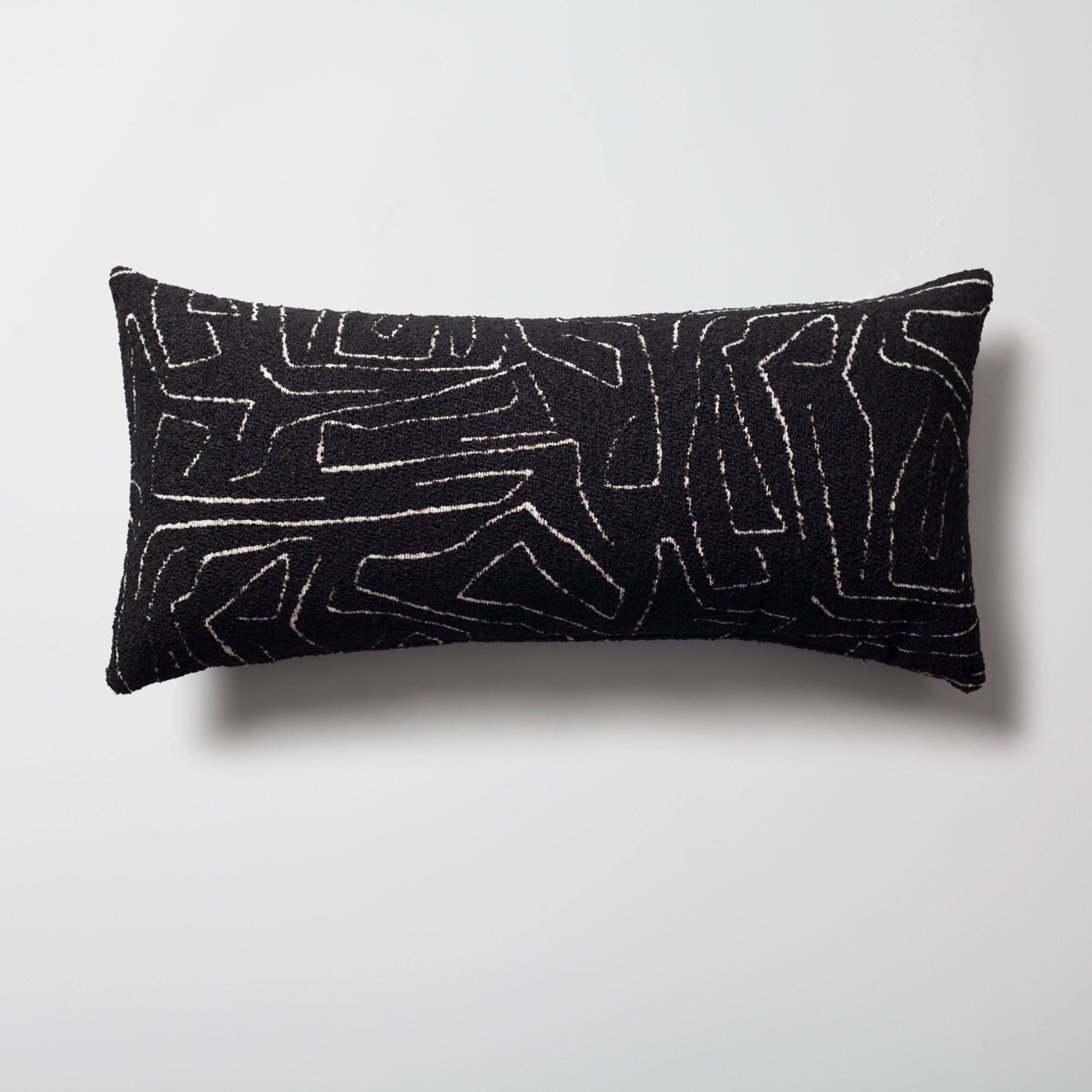 "Amorf" - Abstract Patterned 14x28 Inch Cushion - Black and White(Cover Only)