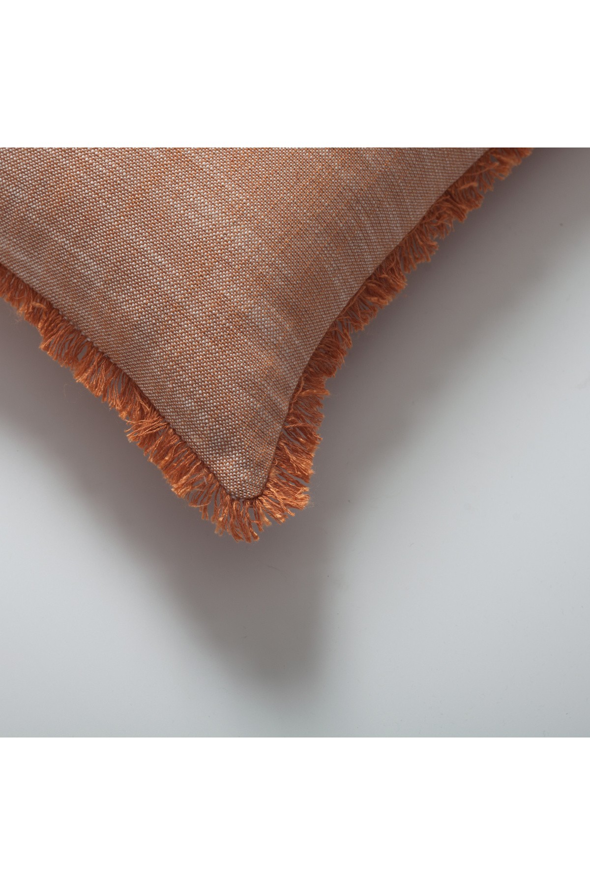 "Soho" - Linen Fringed Pillow 12x20 Inch - Orange (Cover Only)