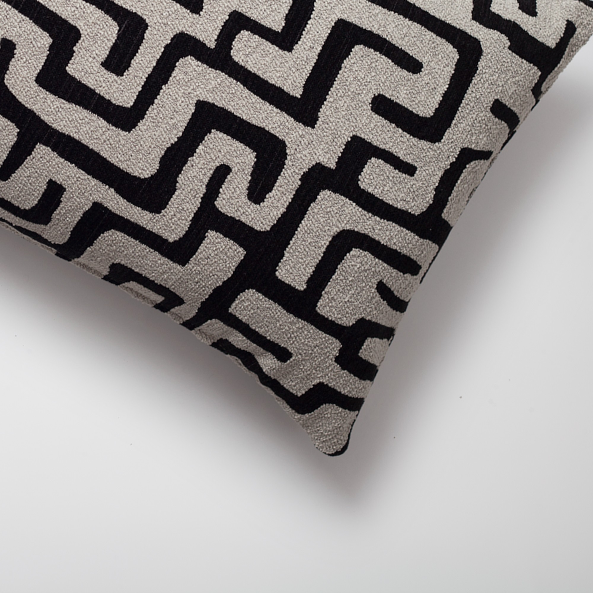 "Norm" - Maze Patterned 14x28 Inch Pillow - Black (Cover Only)