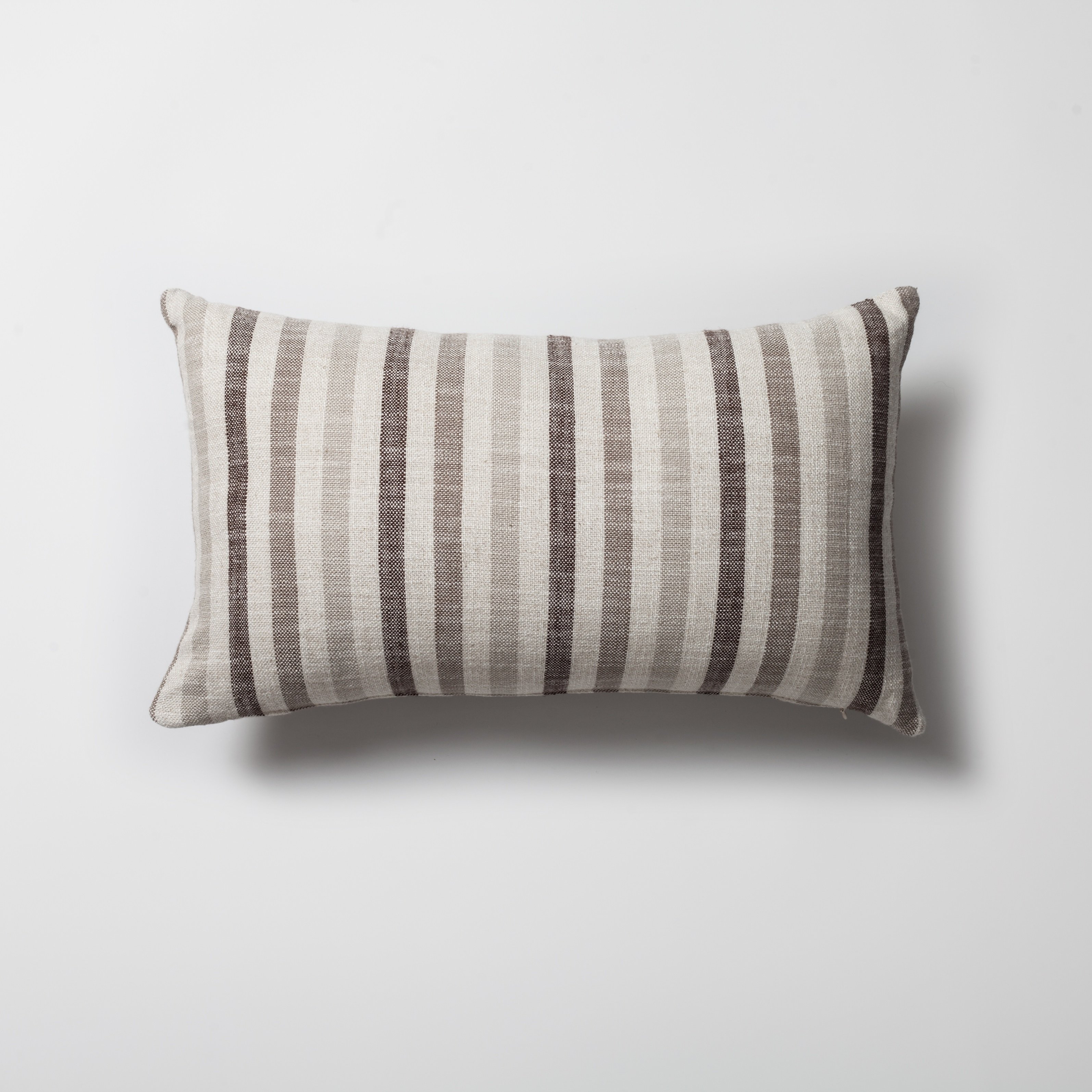 " StripeOnStripe " - Dekoratif Yastık- 3'lü Kombin Set - Kahverengi & Keten