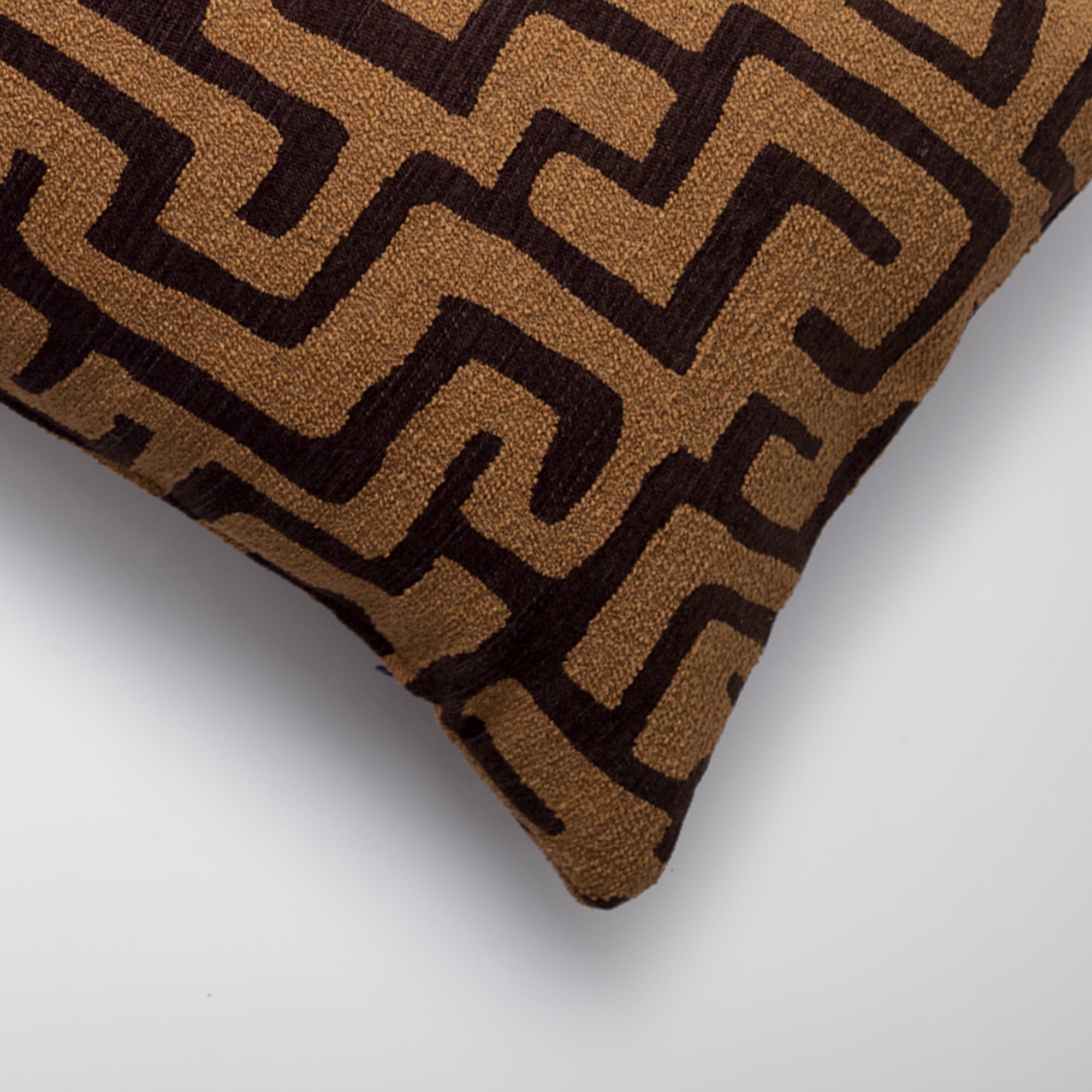 "Norm" - Maze Patterned 14x28 Inch Pillow - Brown (Cover Only)