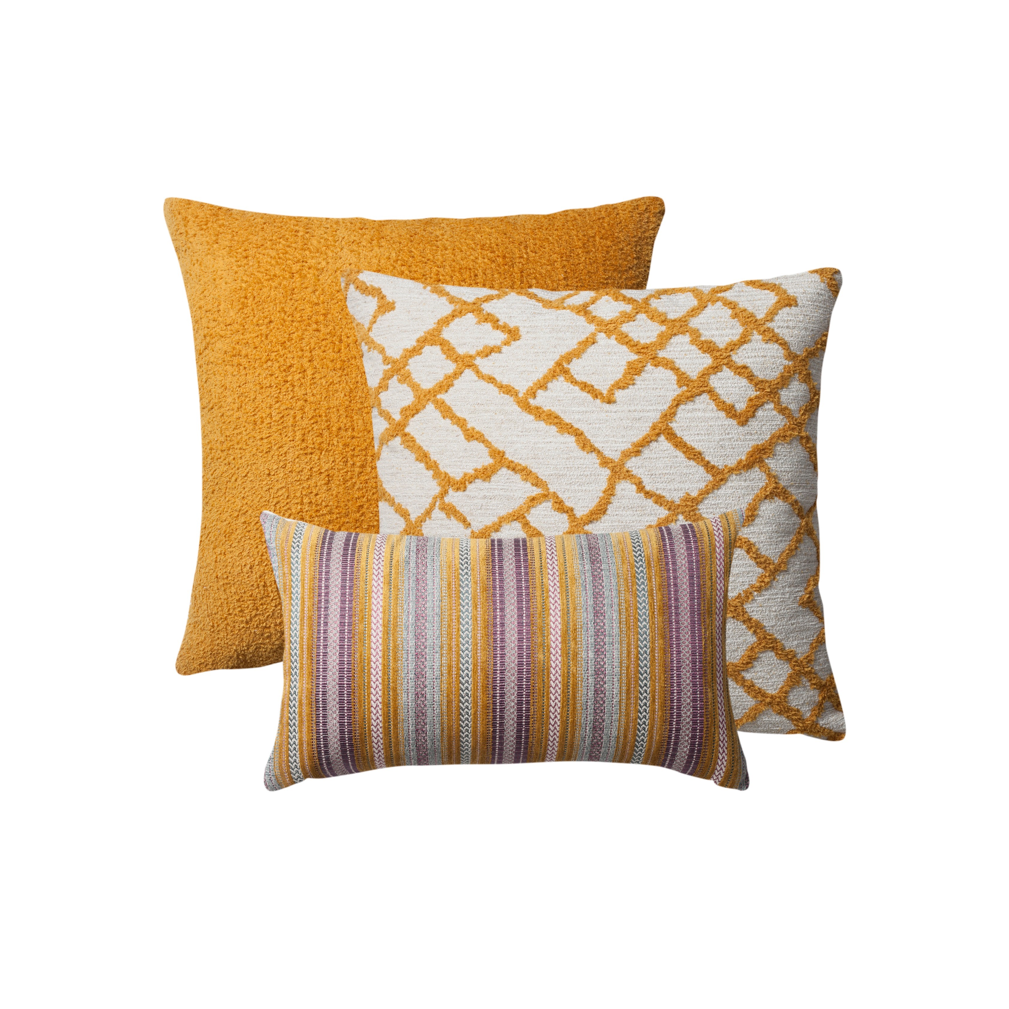 "Santorini" - Decorative Pillow - 3-Piece Combo Set - Yellow (Cover Only)