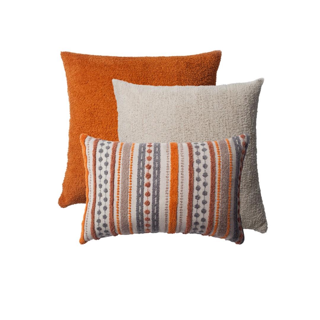 "Nomad & Cozy" - Decorative Pillow - 3-Piece Combo Set - Orange (Cover Only)