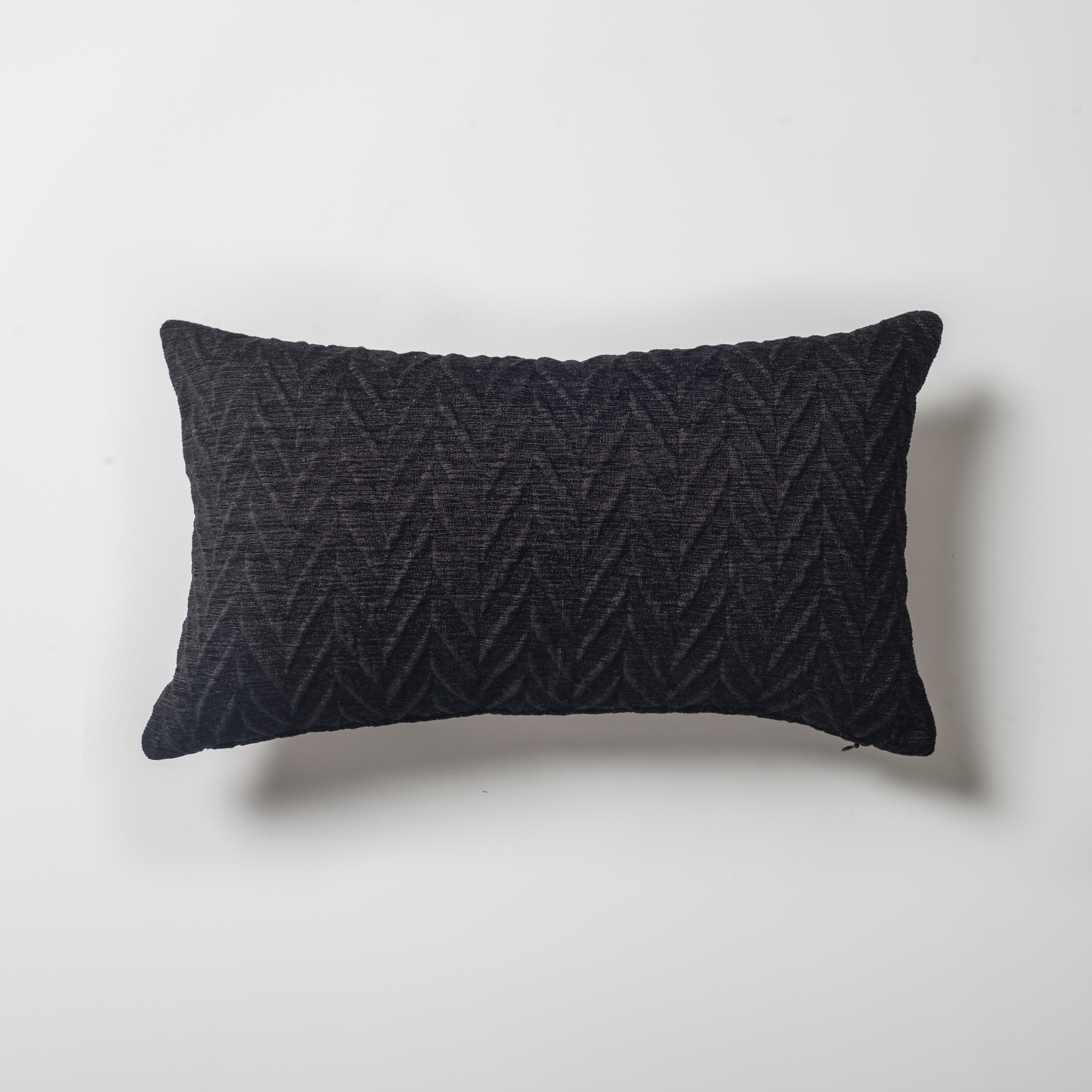 "Cello" - Embossed Pattern Cushion 12x20 Inch - Black (Cover Only)