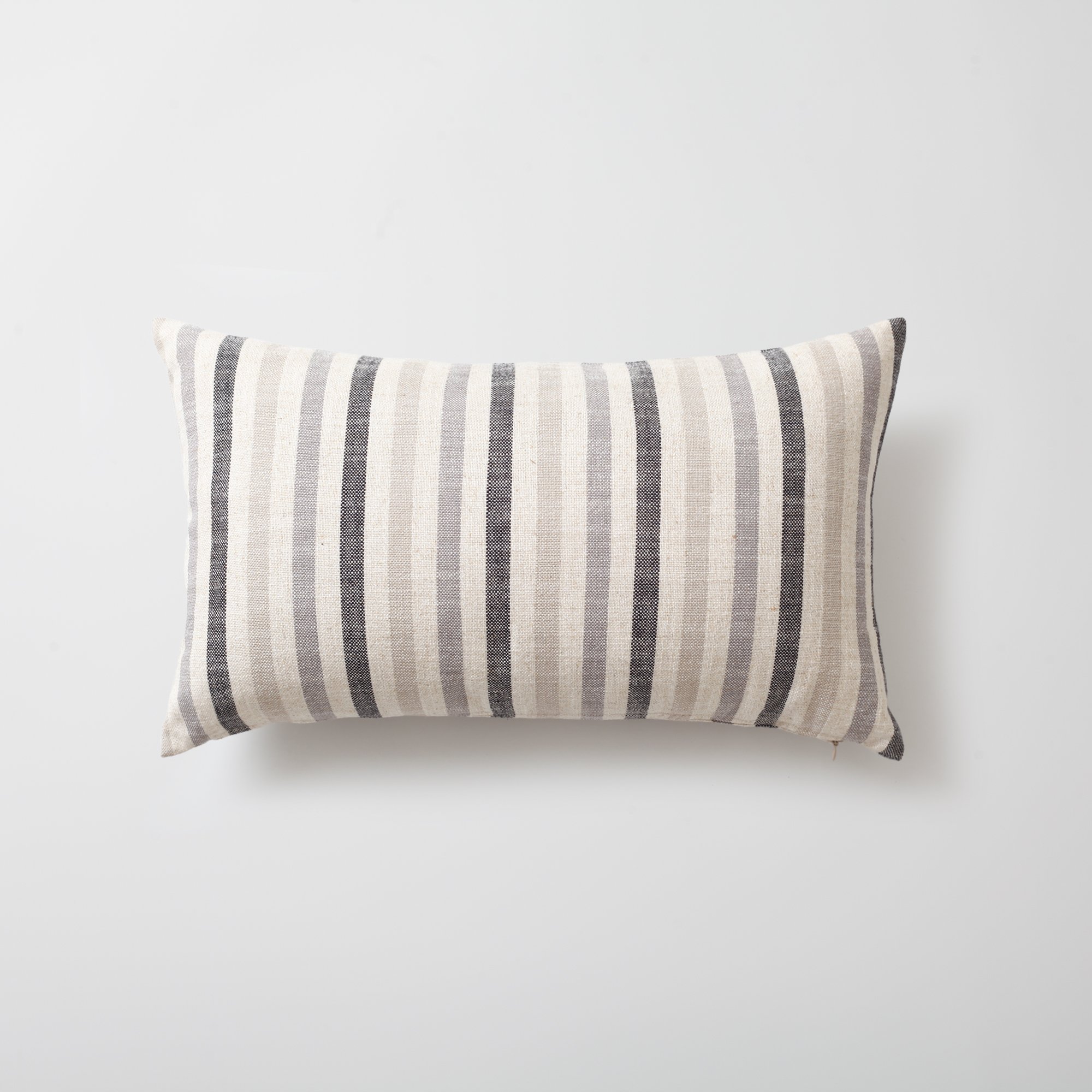 " StripeOnStripe " - Dekoratif Yastık- 3'lü Kombin Set - Gri & Keten