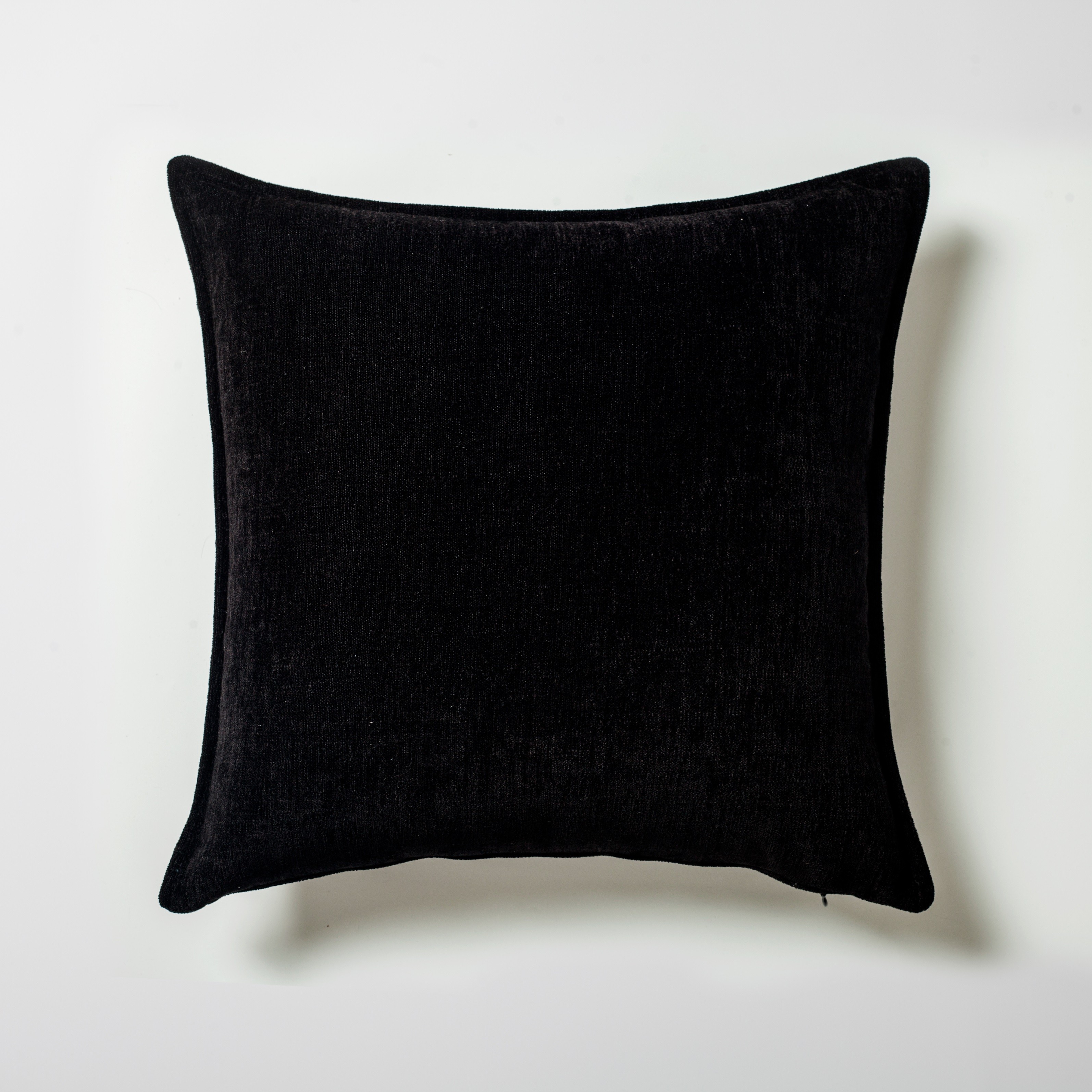 "Alina" - Black Velvet Textured Chenille Cushion 20x20 Inch - Black (Cover Only)