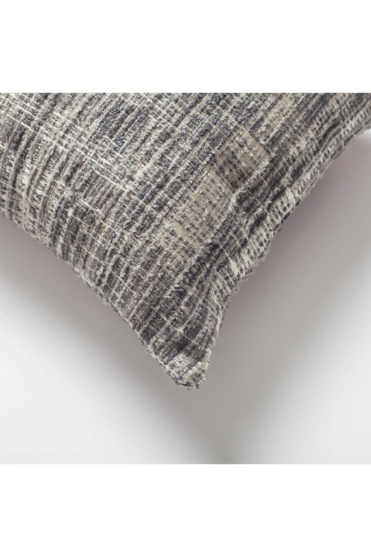 "Tweed" - Abstract Textured Rectangle Pillow 12x20 Inch - Grey (Cover Only)