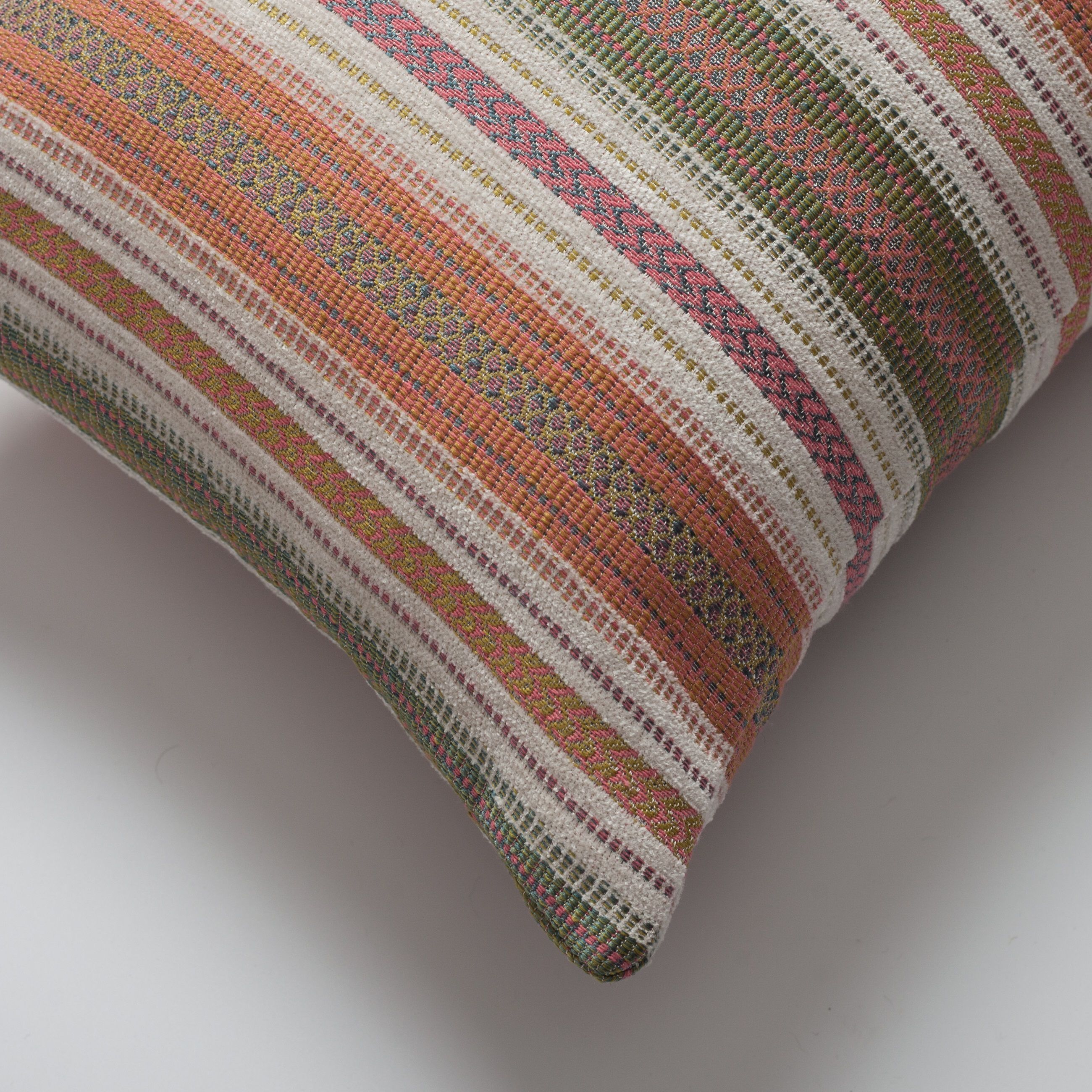 "Boho" - Striped Ethnic Motif Patterned Cushion 12x20 Inch - Orange (Cover Only)