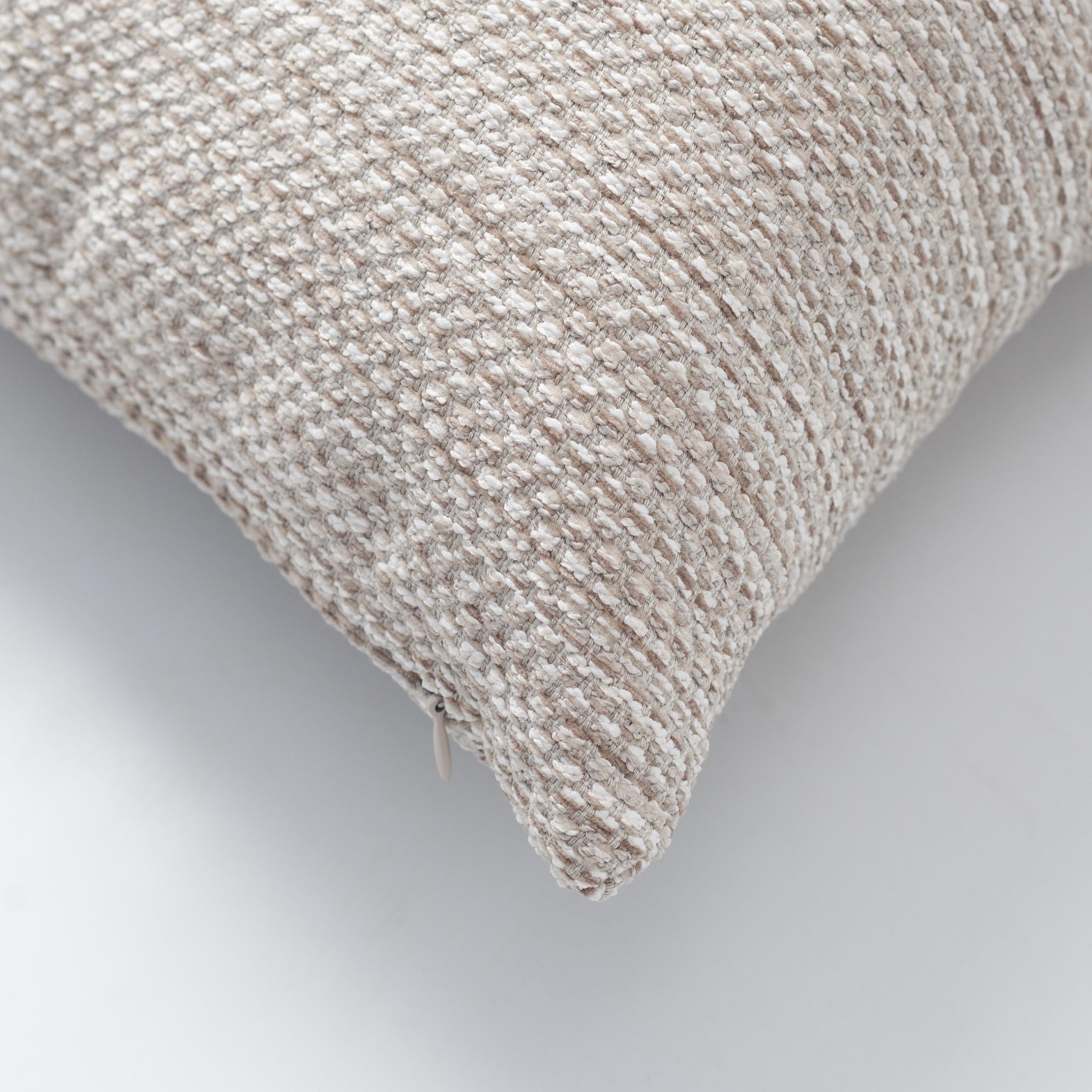 " Kraft " - Dokulu Natural Hareketli Desenli Kırlent 45x45 Beyaz