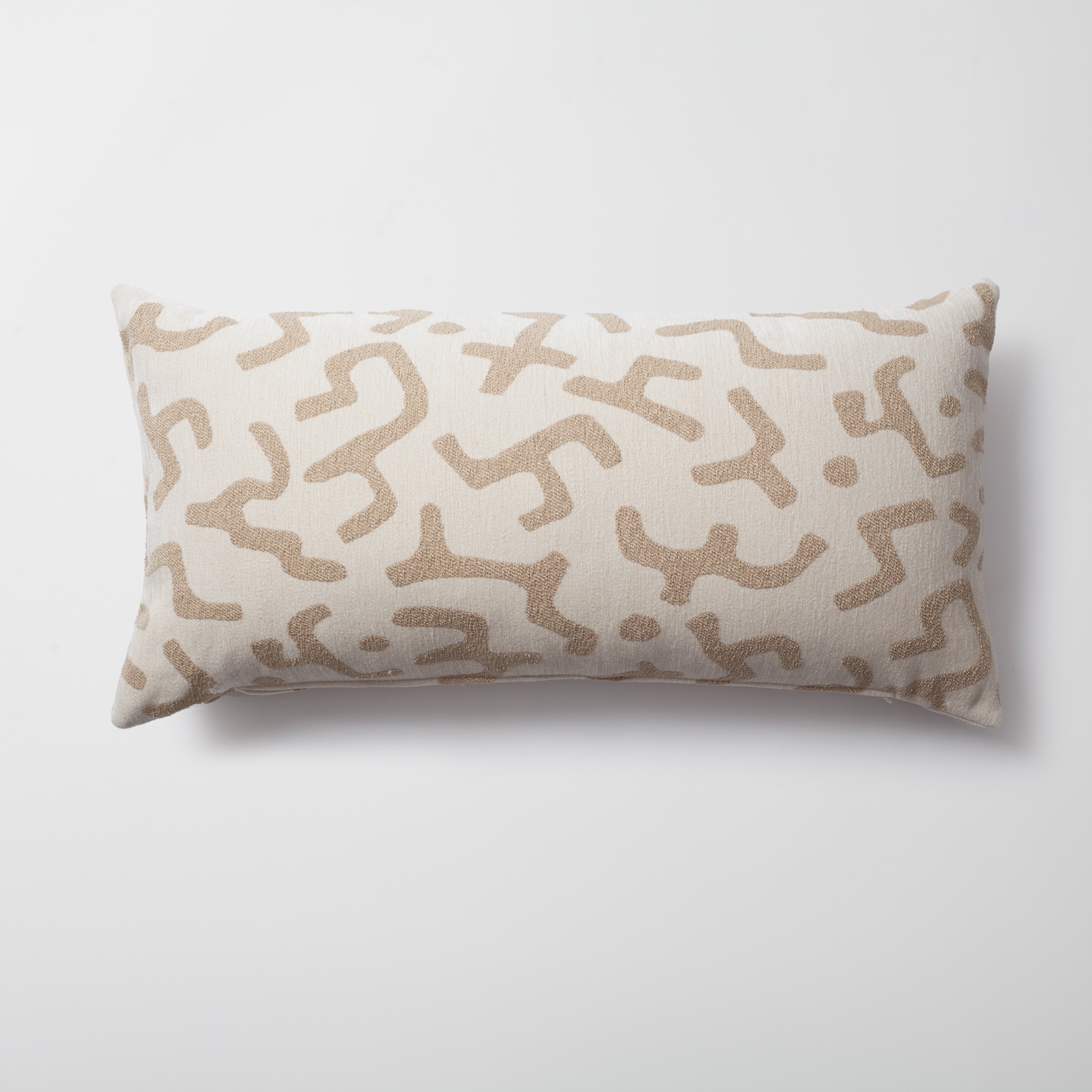 "Nandos" - Maze Patterned 14x28 Inch Pillow - Cream (Cover Only)