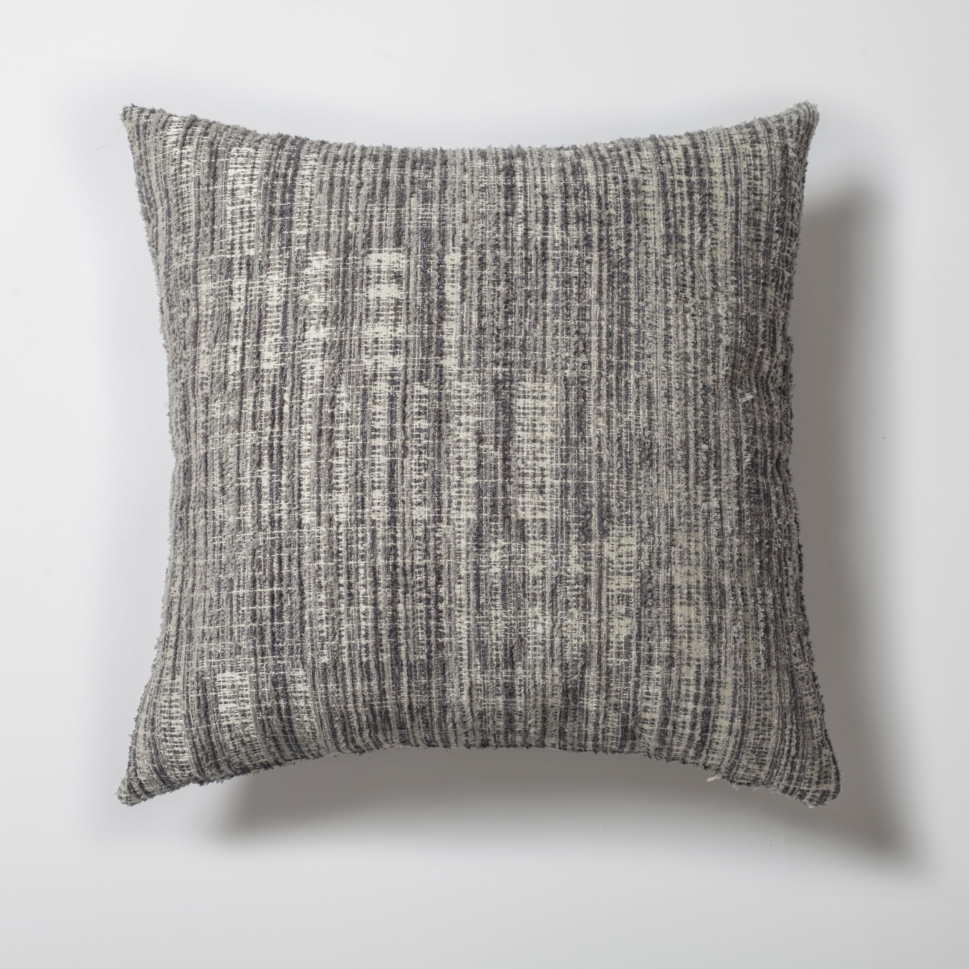 "Tweed" - Abstract Textured Square Pillow 20x20 Inch - Grey (Cover Only)