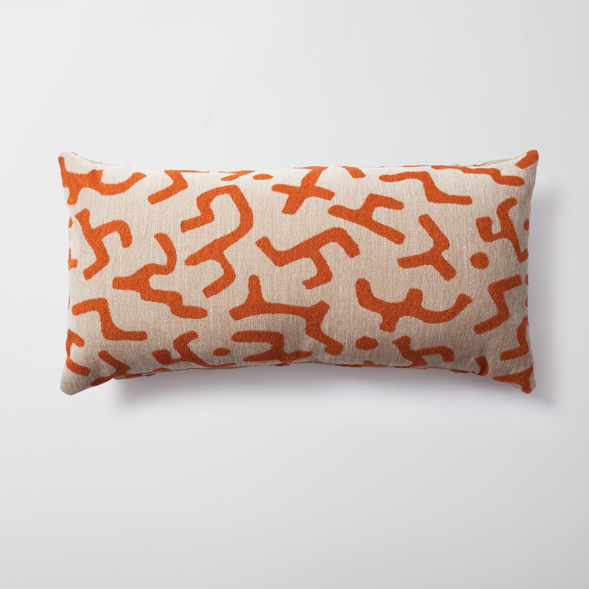 "Nandos" - Maze Patterned 14x28 Inch Pillow - Orange (Cover Only)