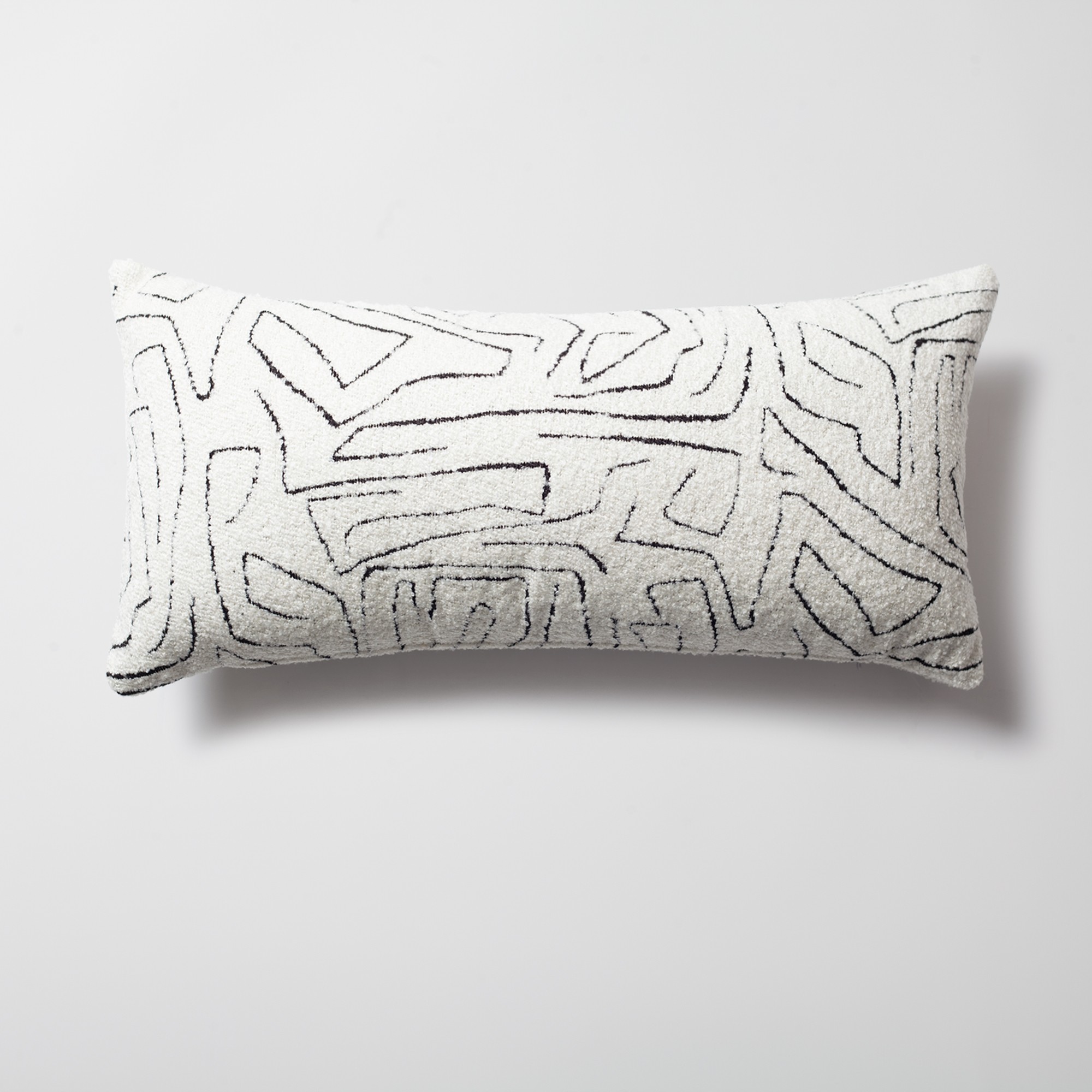 "Amorf" - Abstract Patterned 14x28 Inch Cushion - White and Black (Cover Only)