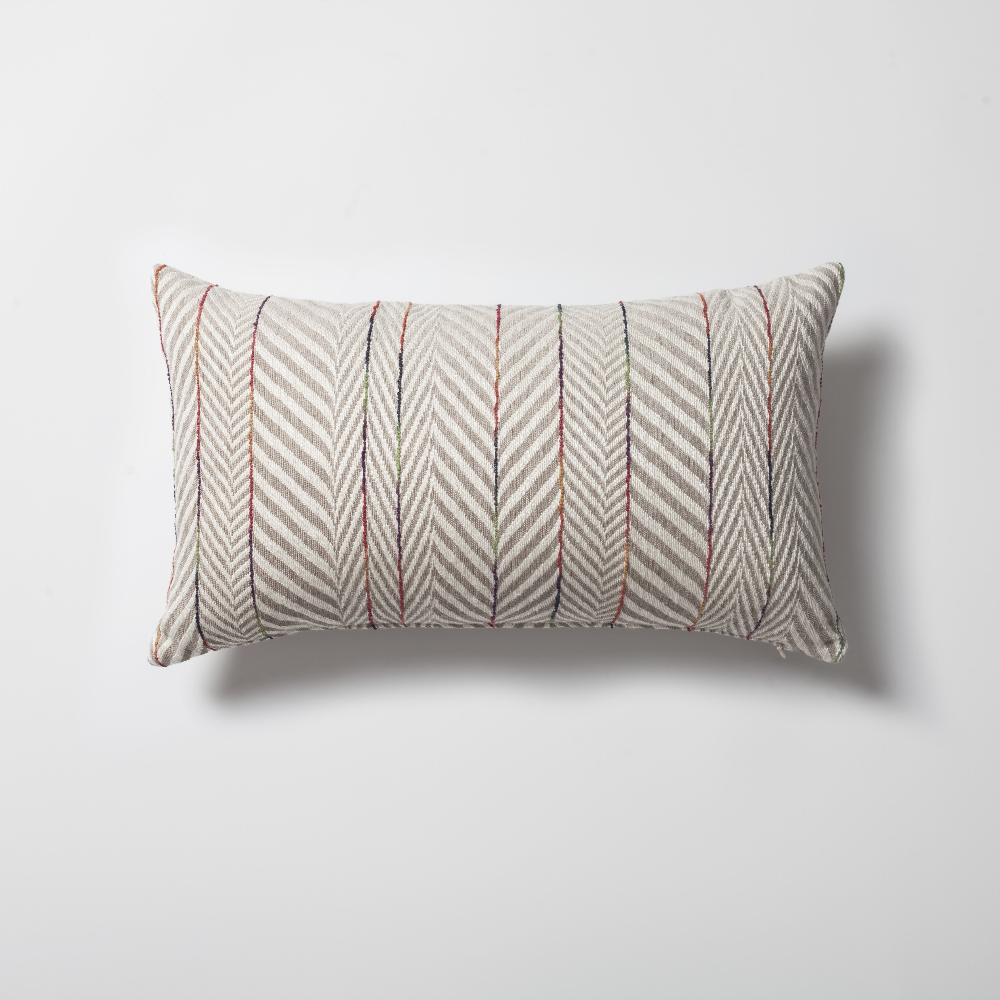 "Sense" - Linen Gradient Striped Herringbone Patterned Pillow 12x20 Inch - Beige (Cover Only)