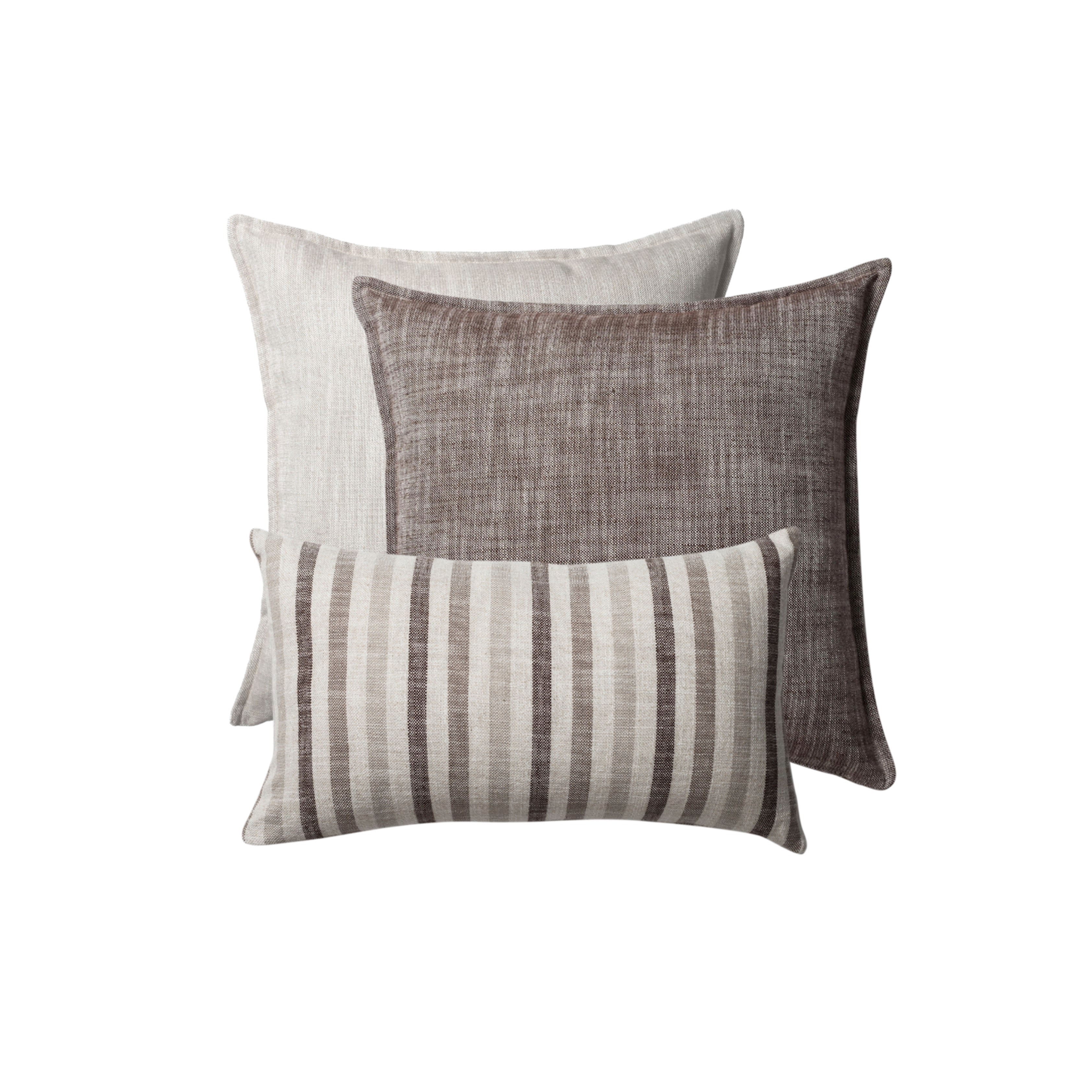 "Porto & Capri" - Decorative Pillow - 3-Piece Combo Set - Brown (Cover Only)