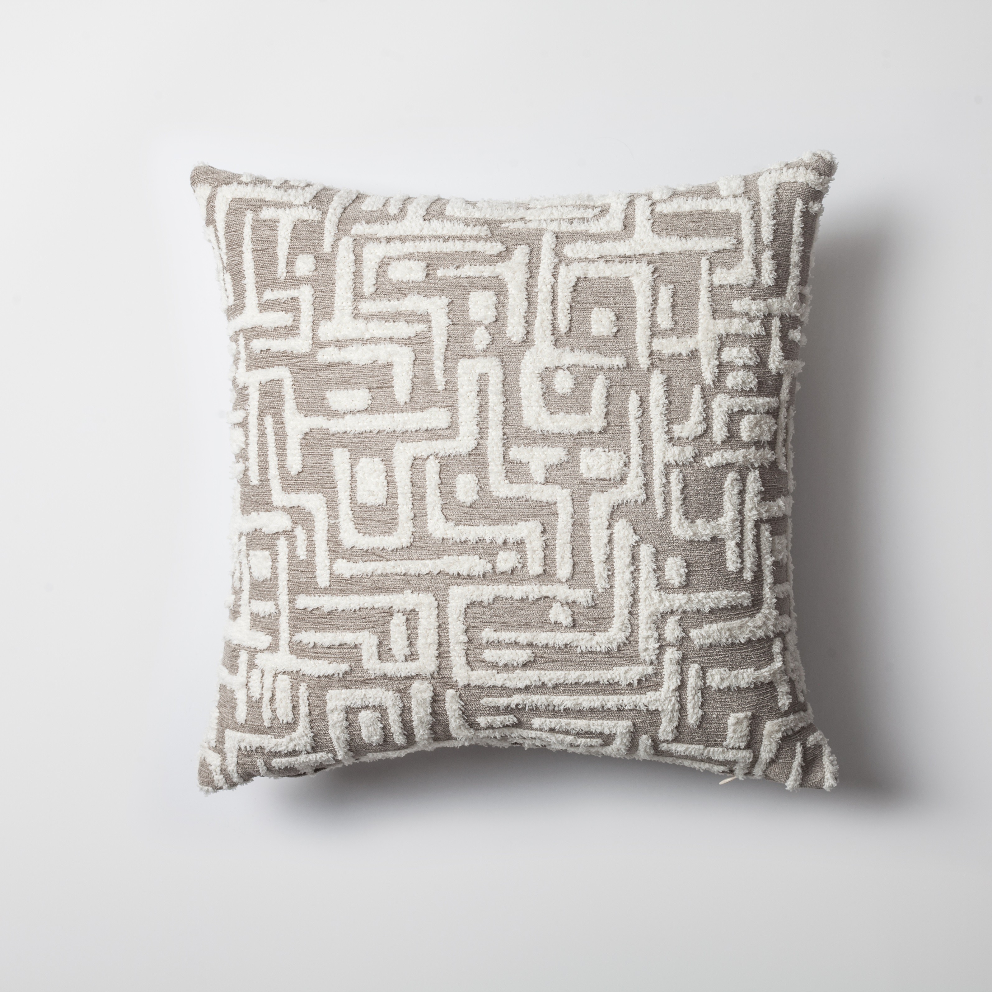 "Gilda" - Maze Patterned Linen Pillow 18x18 Inch - Beige (Cover Only)