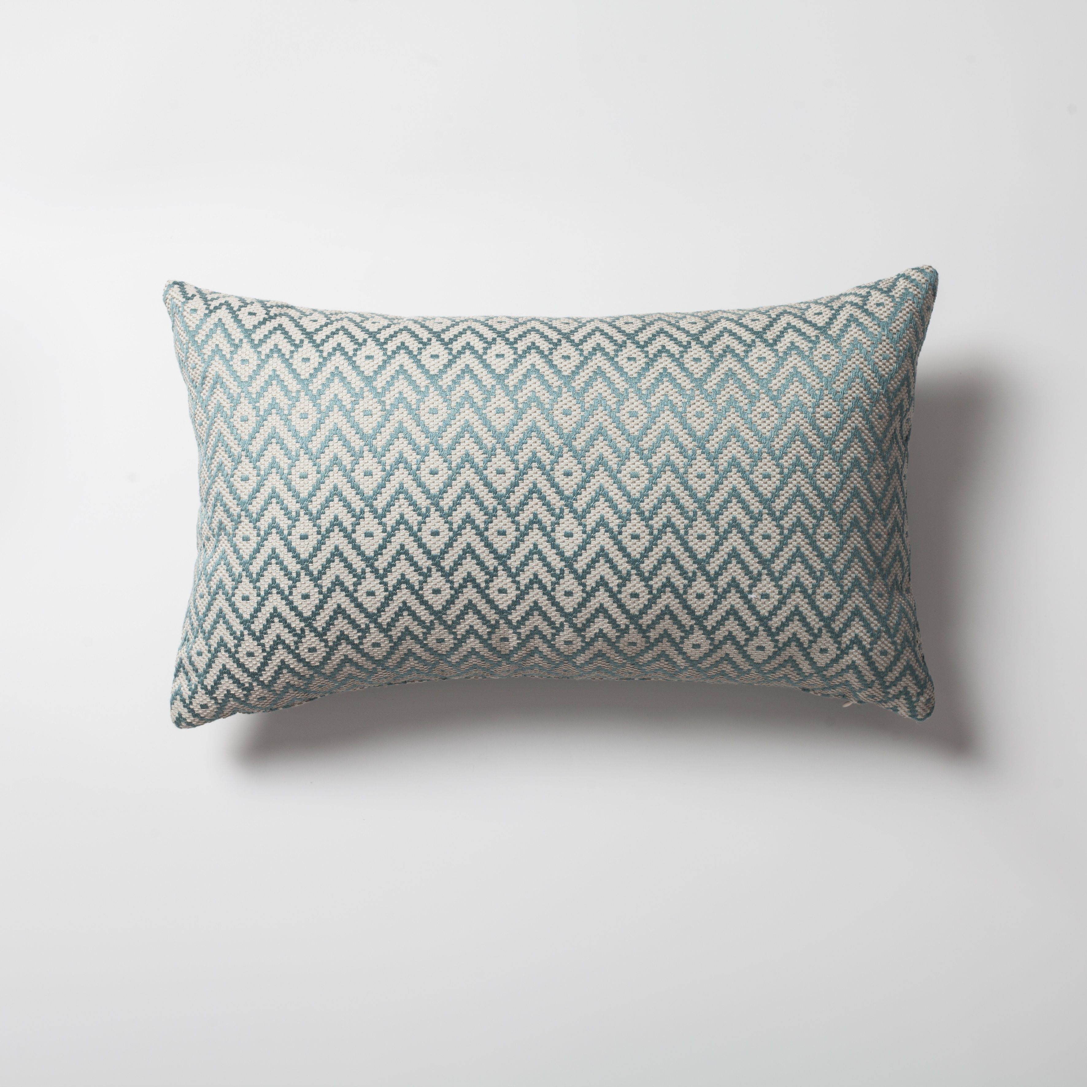 "Gusto" - Linen Modern Small Patterned Linen Pillow 12x20 Inch - Blue (Cover Only)