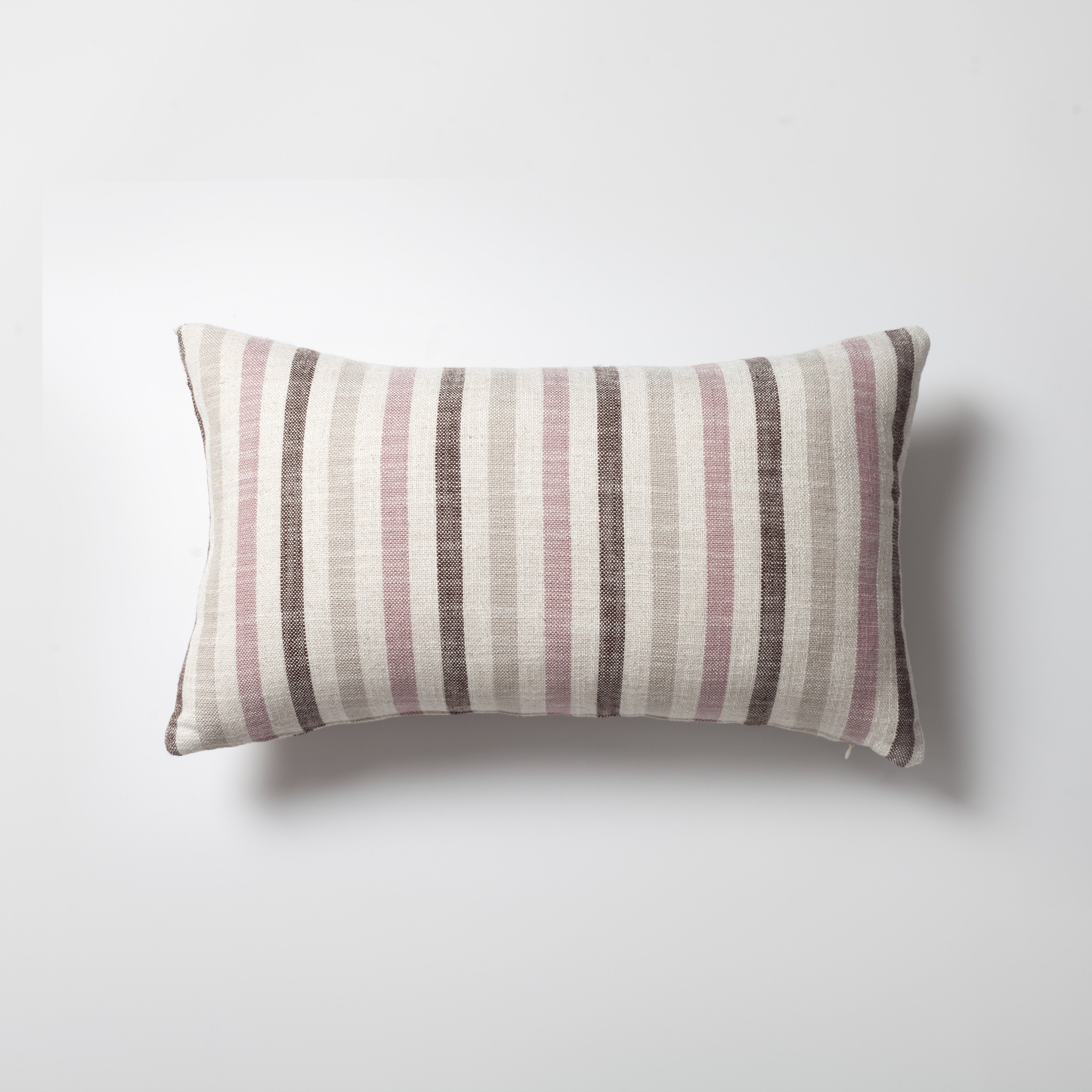 "Capri" - Linen Striped %100 Natural Cushion 12x20 Inch - Pink (Cover Only)