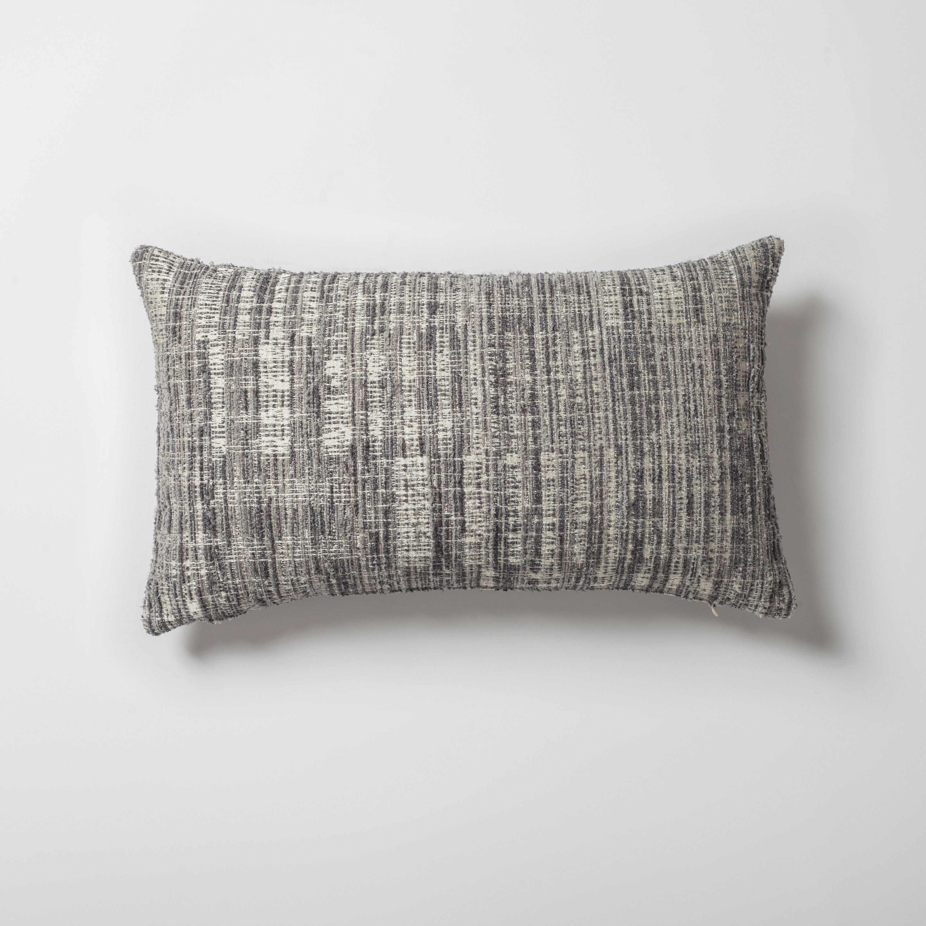 "Tweed" - Abstract Textured Rectangle Pillow 12x20 Inch - Grey (Cover Only)