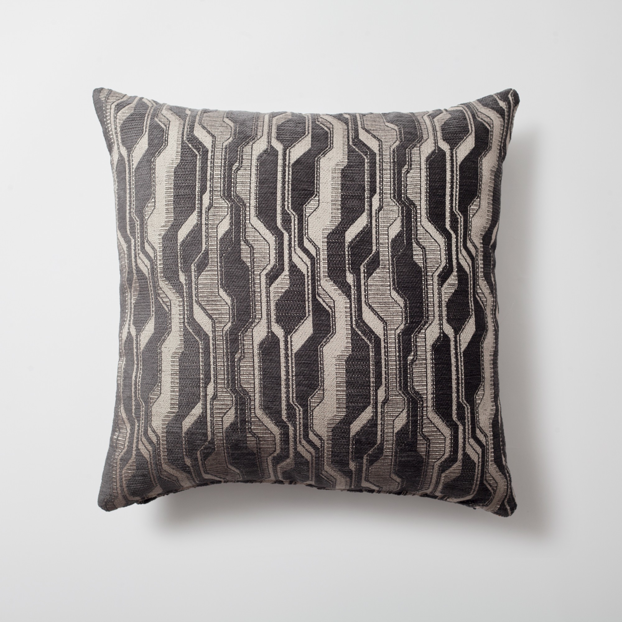 "Lebon" - Geometric Patterned 20x20 Inch Pillow - Anthracite (Cover Only)