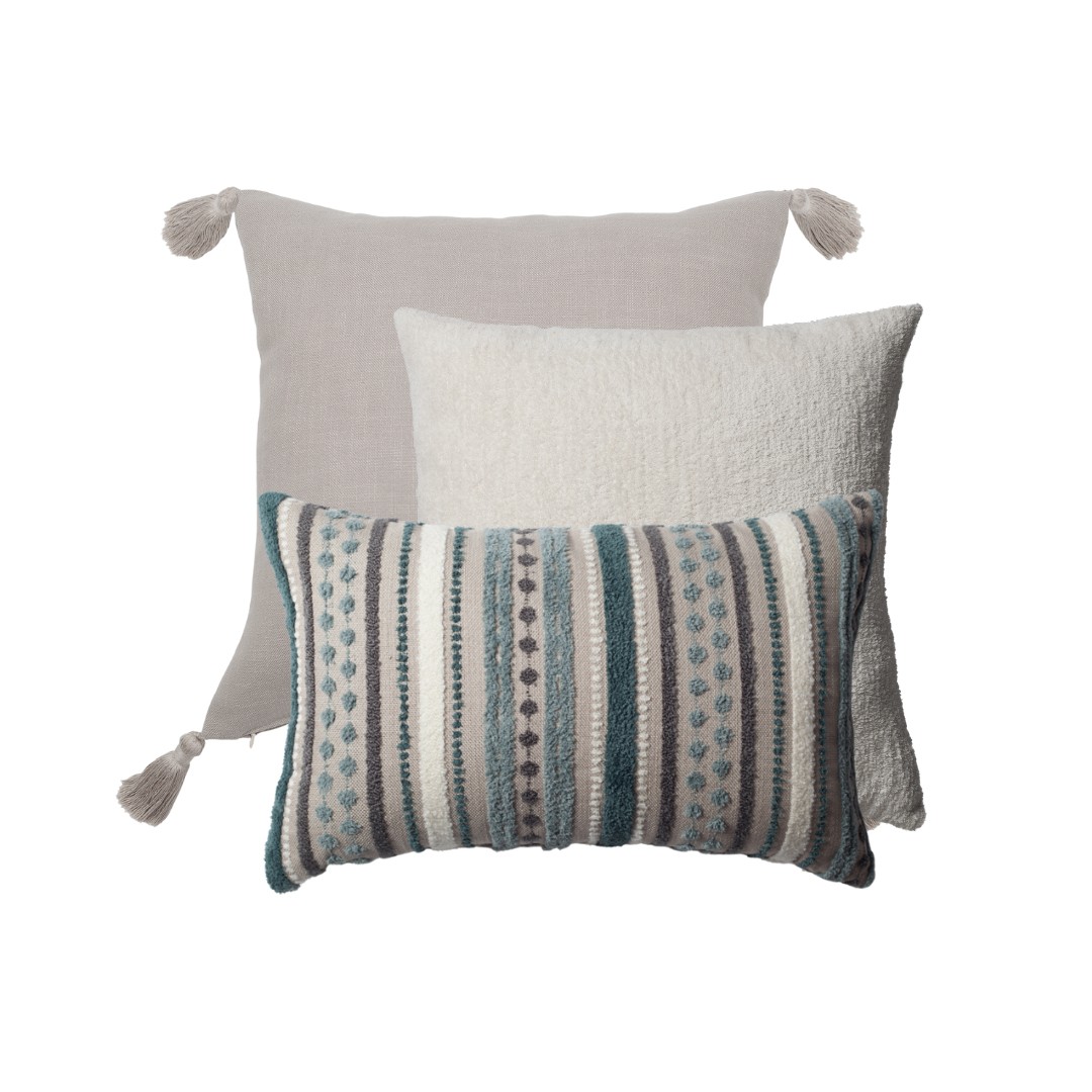 "Loom & Nomad" - Decorative Pillow - 3-Piece Combo Set - Blue (Cover Only)