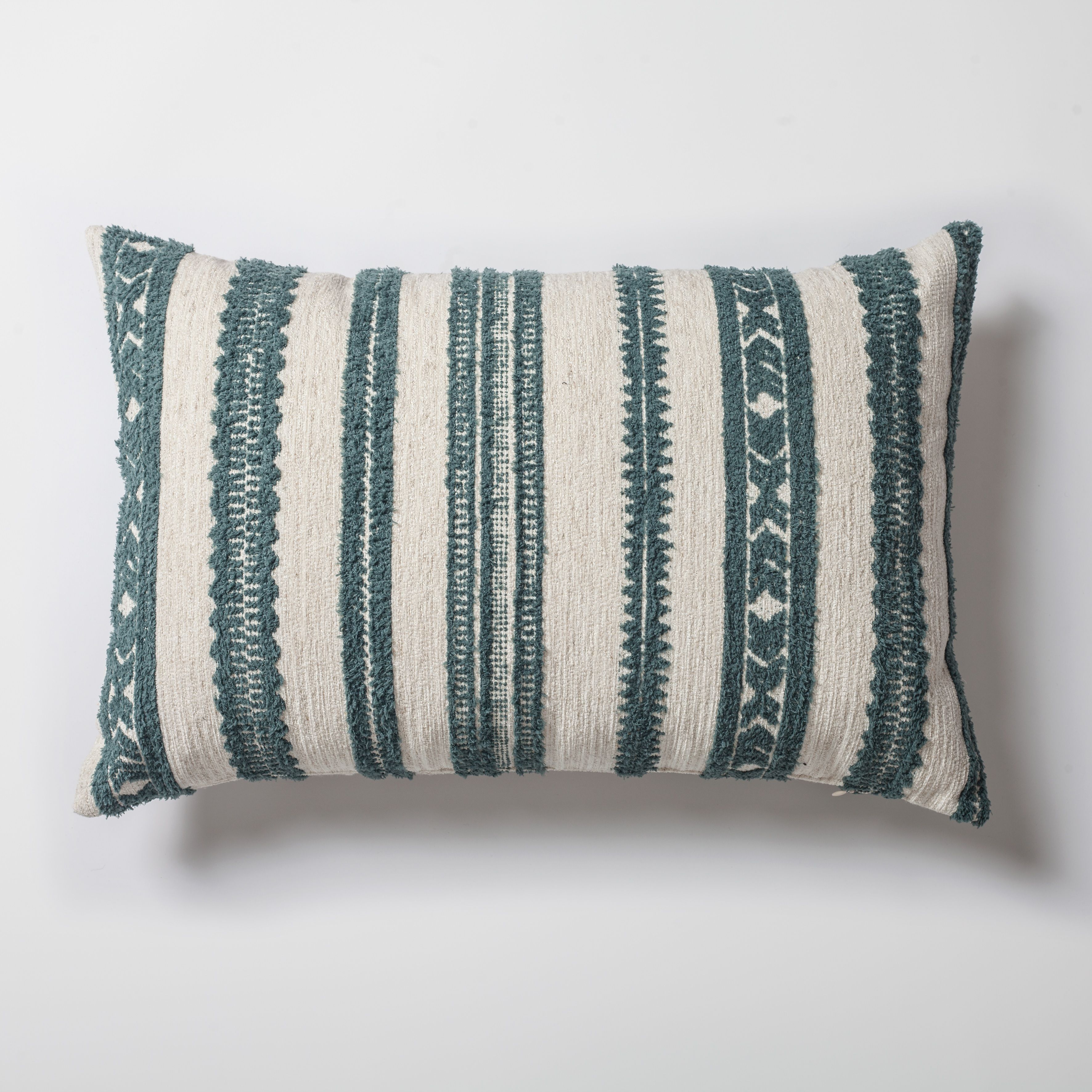 "Mitos" - Ethnic Striped Patterned 16x24 Inch Pillow - Blue (Cover Only)