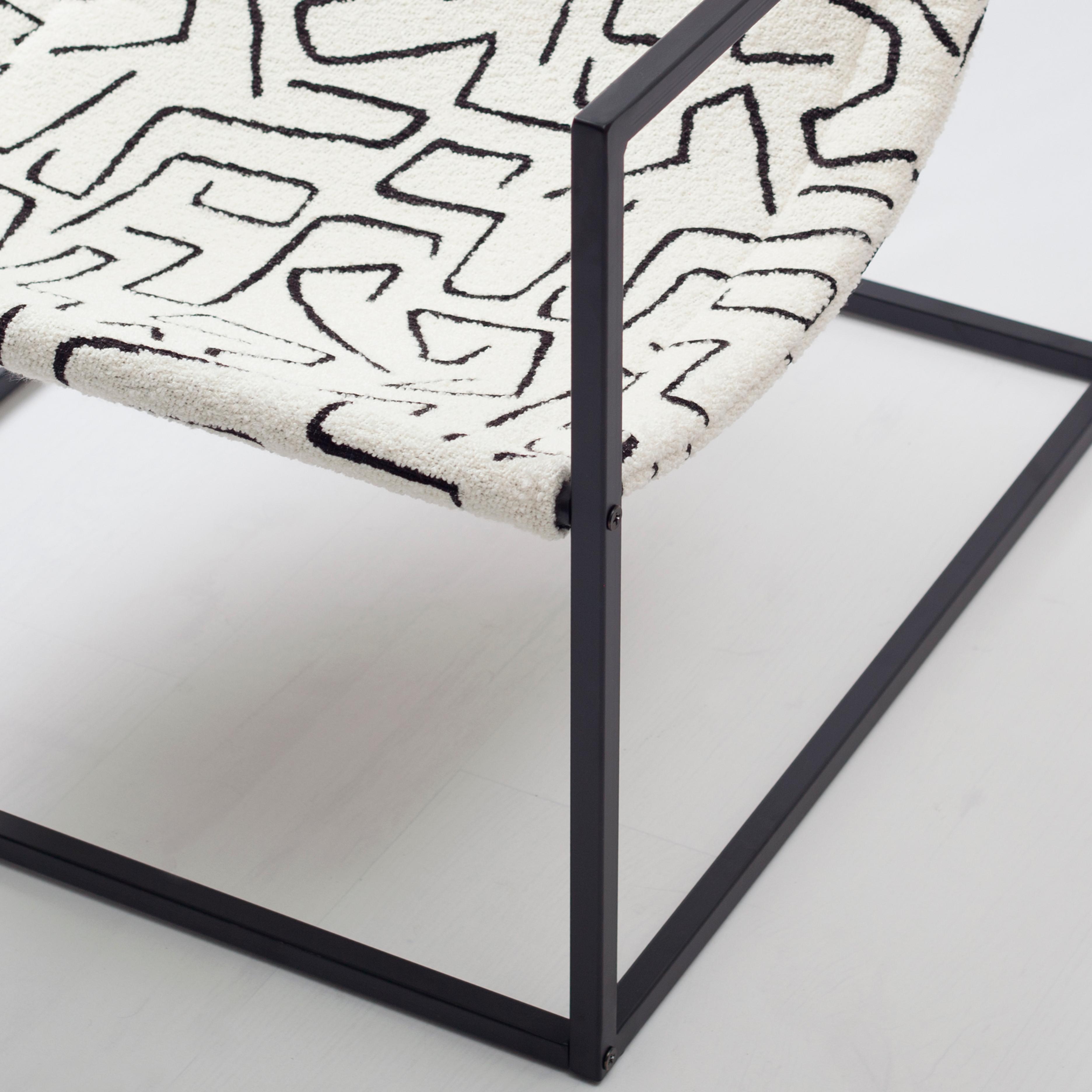 Bernie Chair Metal Seat - White & Black Patterned