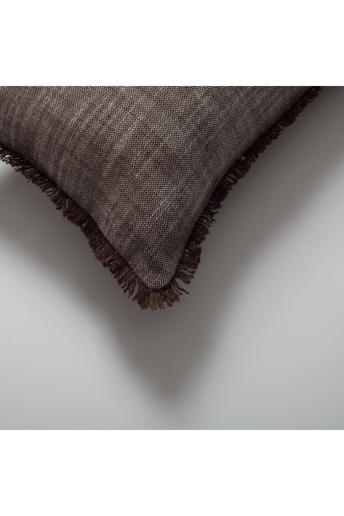 "Soho" Linen Fringed Pillow 12x20 Inch Brown