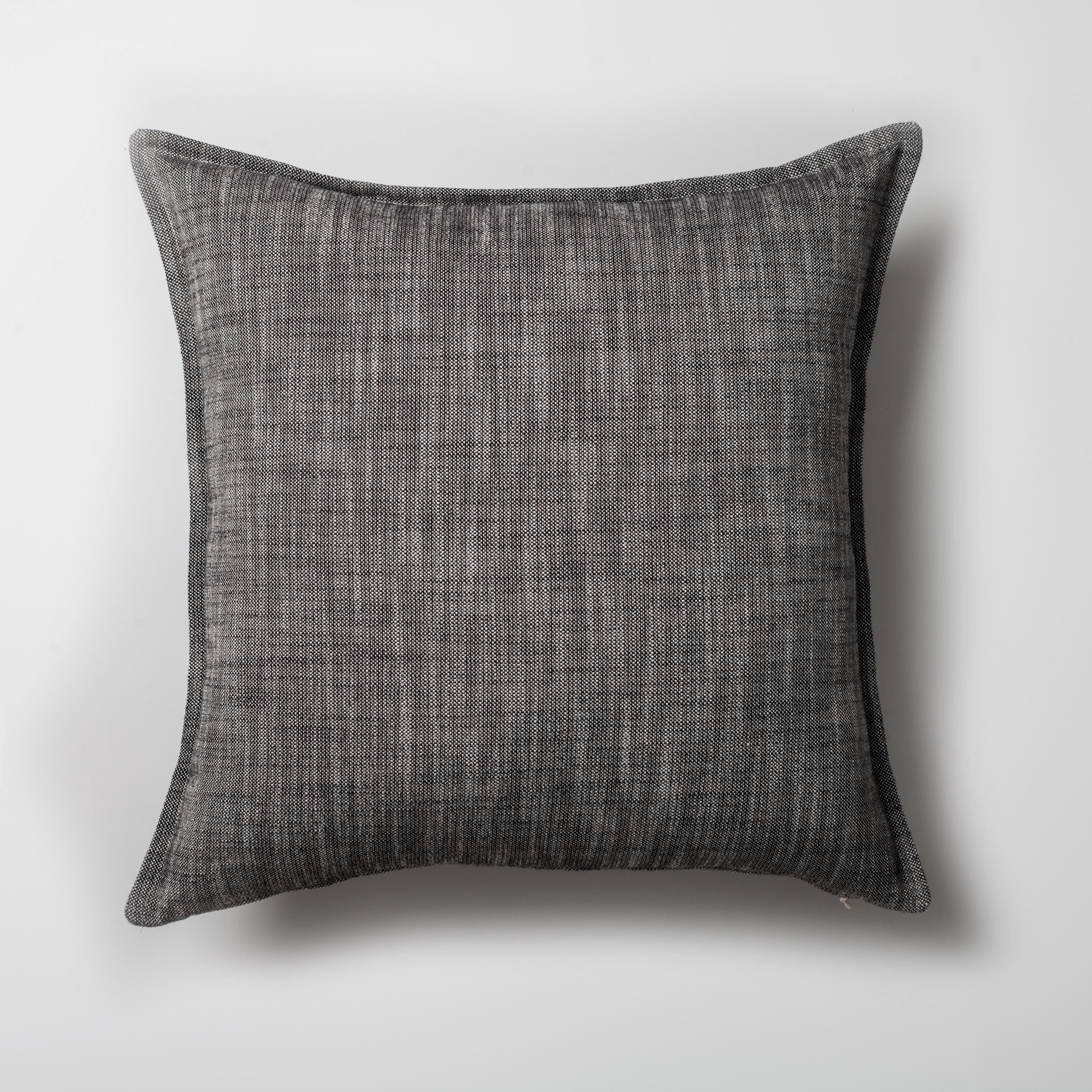 "Porto" - Linen Square Pillow 20x20 Inch - Black (Cover Only)