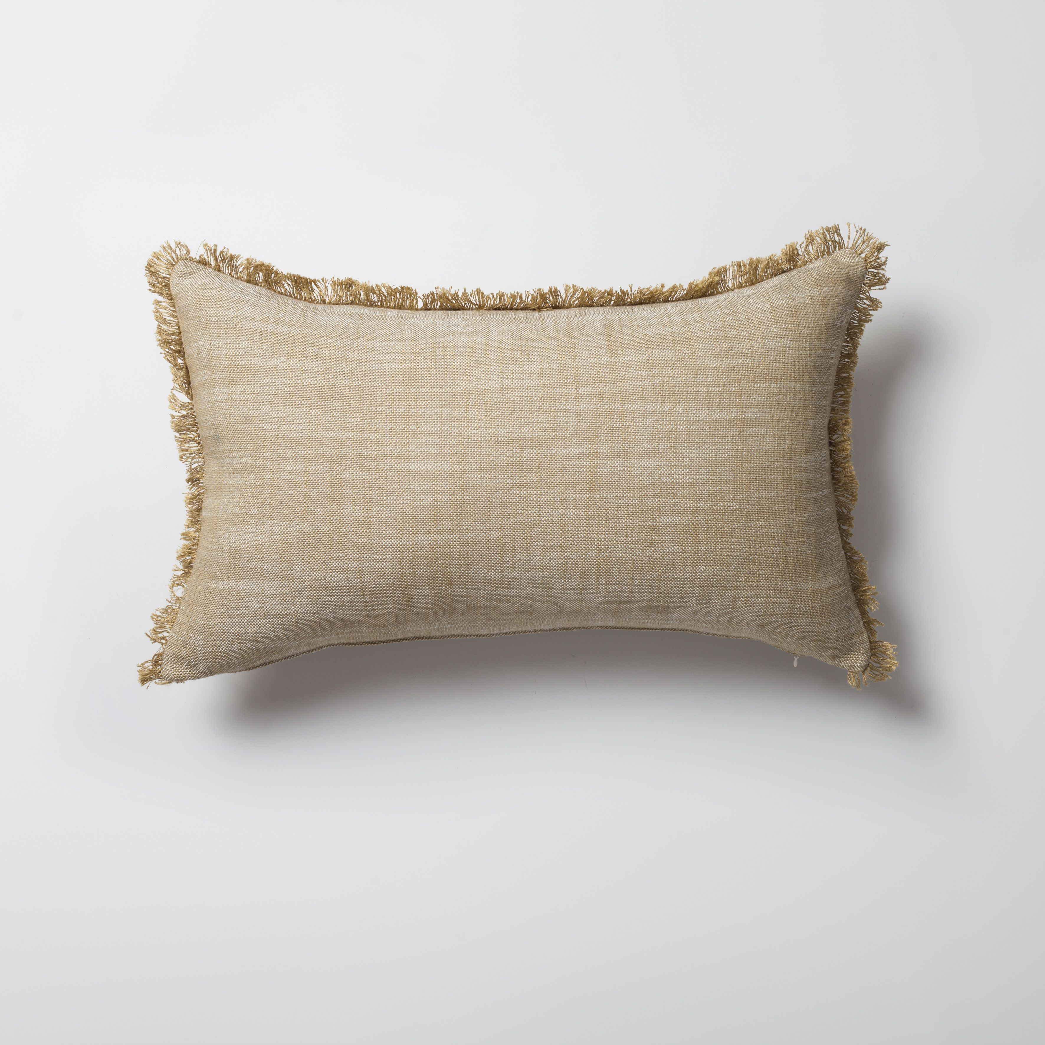 "Soho" - Linen Fringed Pillow 12x20 Inch - Yellow (Cover Only)