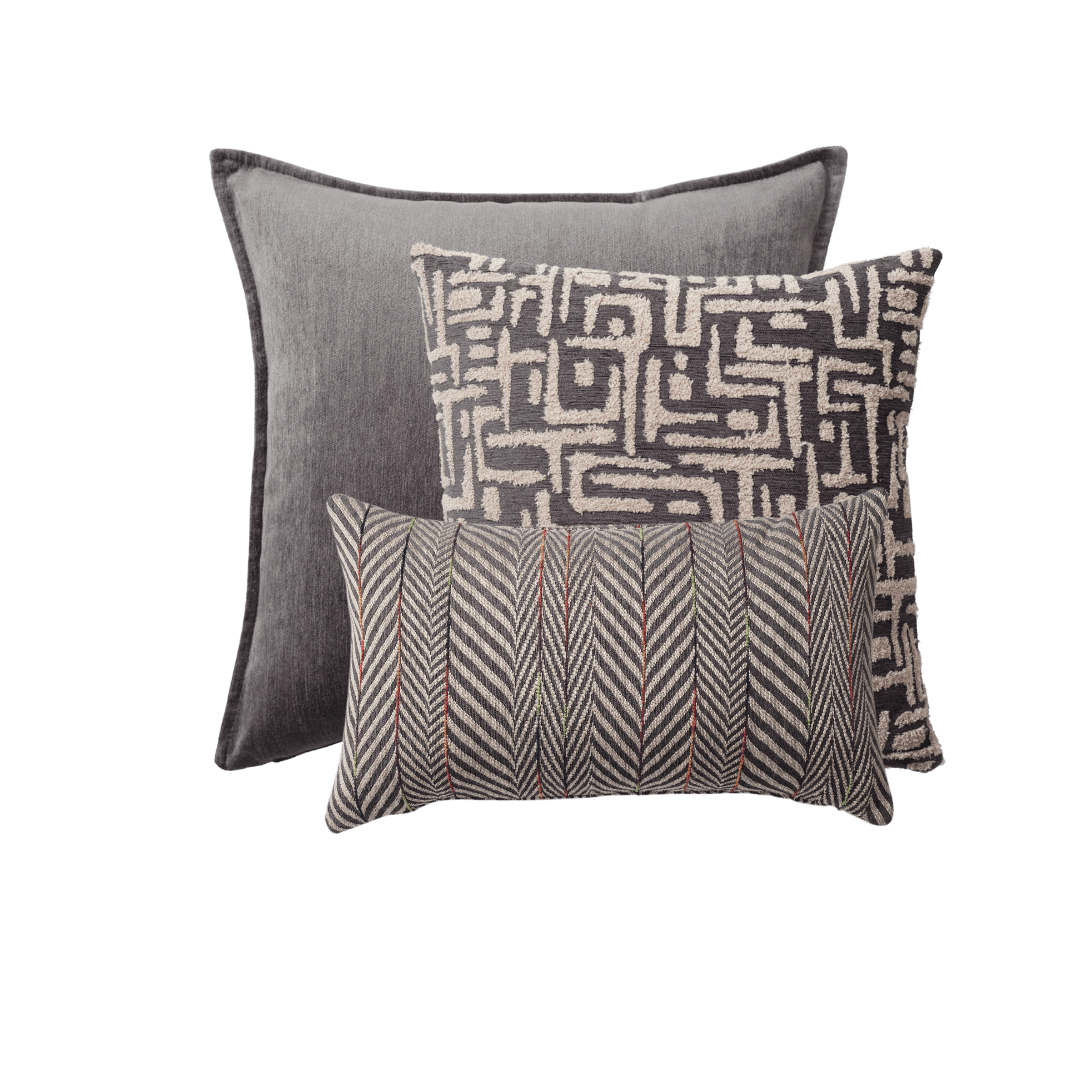 "Eliza & Sense" - Decorative Pillow - 3-Piece Combo Set - Anthracite (Cover Only)