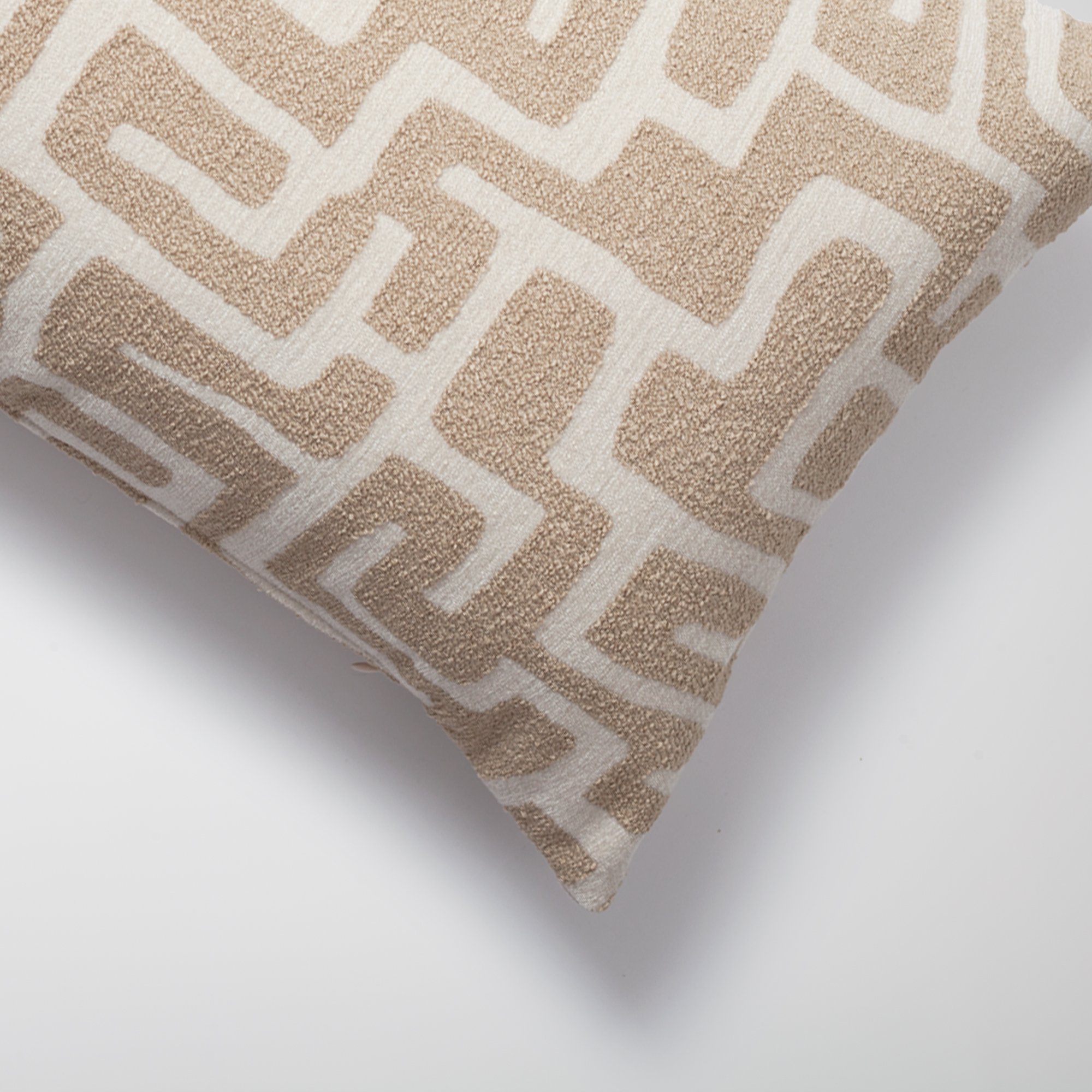 "Norm" - Maze Patterned 14x28 Inch Pillow - Cream (Cover Only)