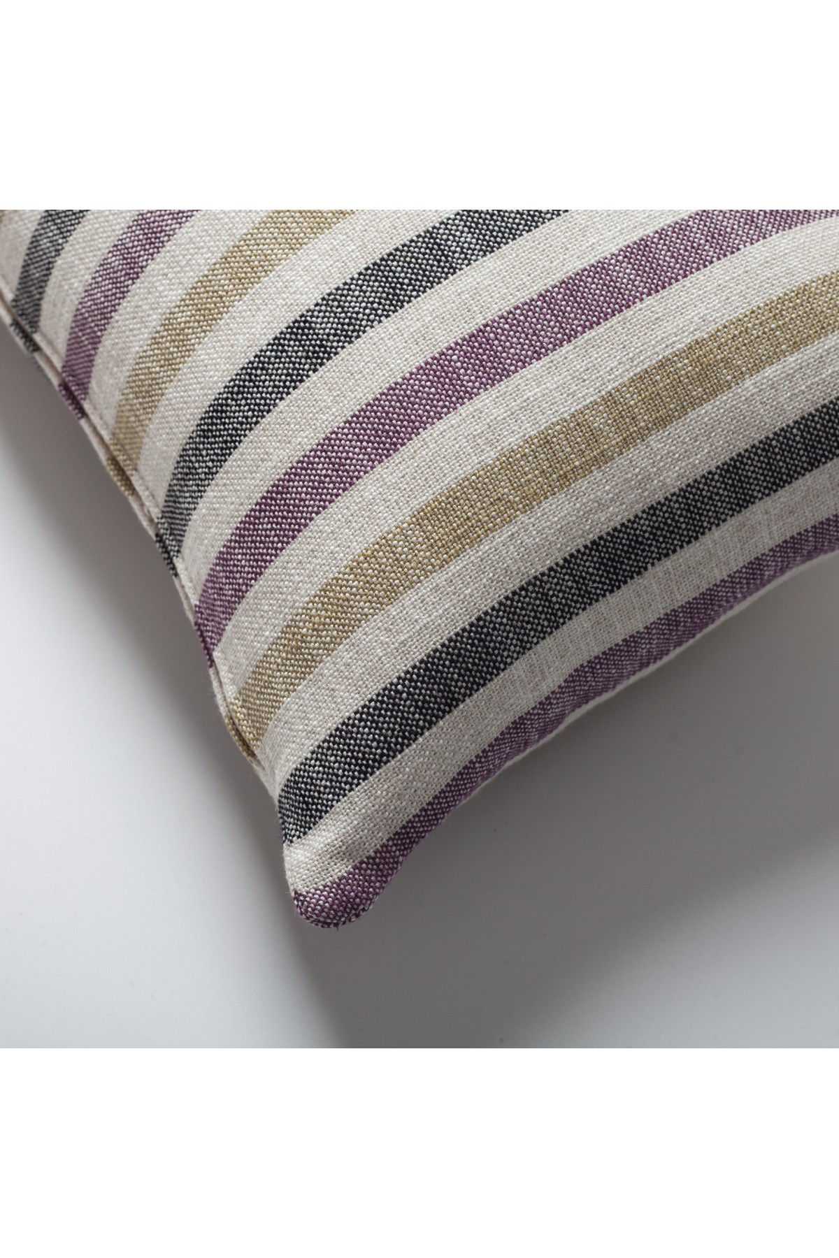 "Capri" - Linen Striped %100 Natural Cushion 12x20 Inch - Purple (Cover Only)