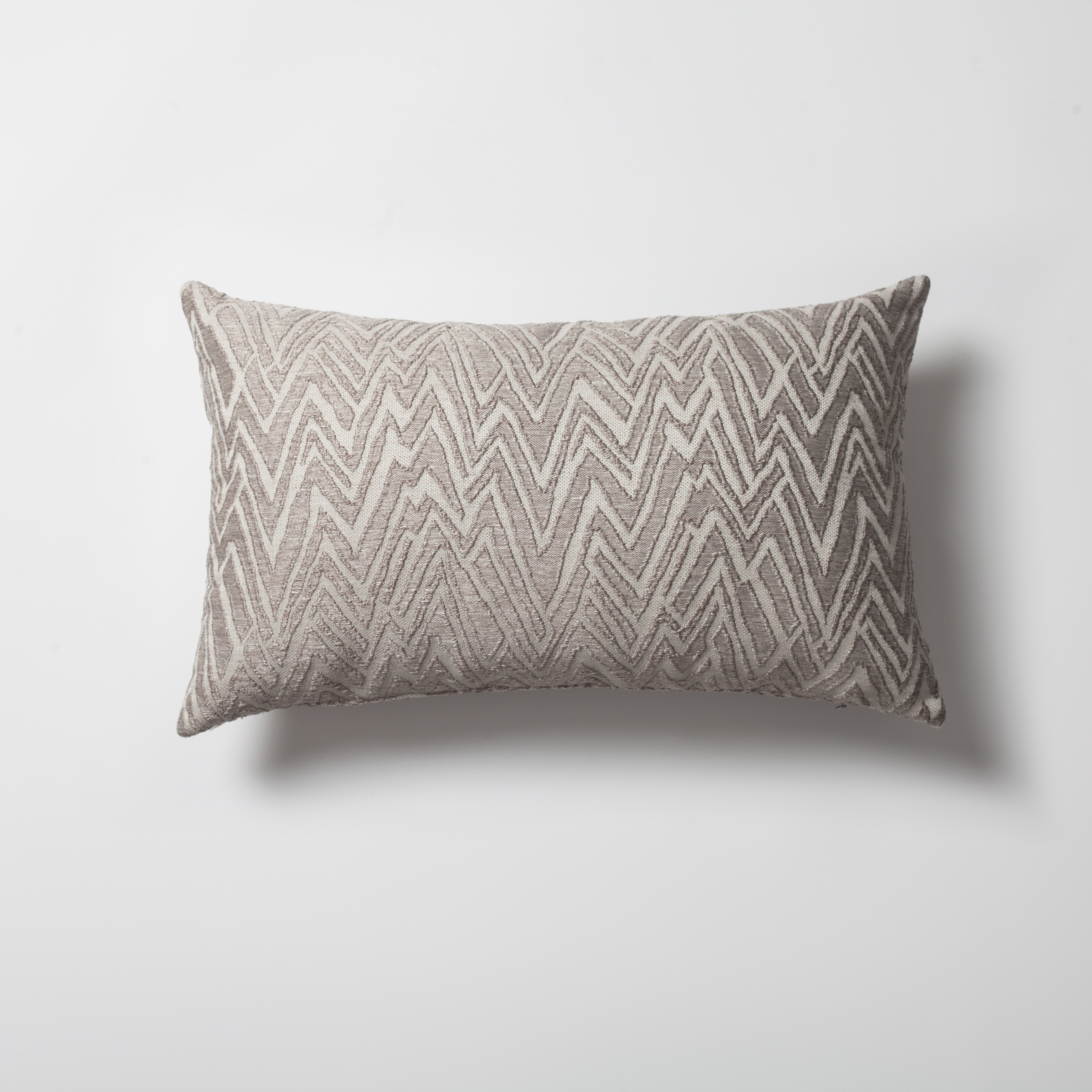 "Viva" - Grey Embroidered Effect Zigzag Patterned Pillow 18x18 Inch - Grey (Cover Only)