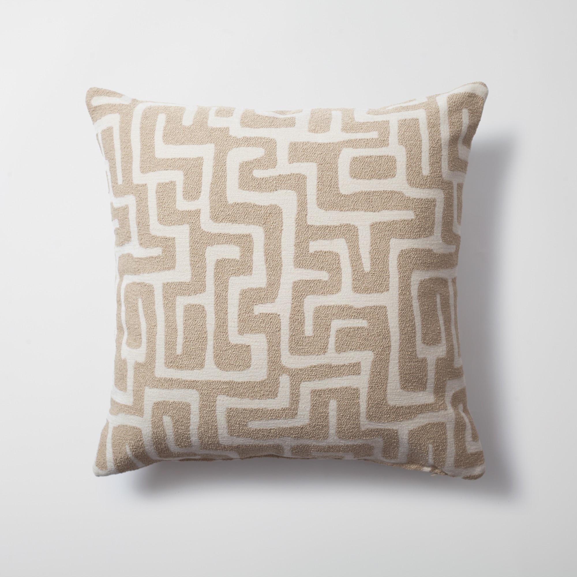 "Norm" - Maze Patterned 20x20 Inch Pillow - Cream (Cover Only)