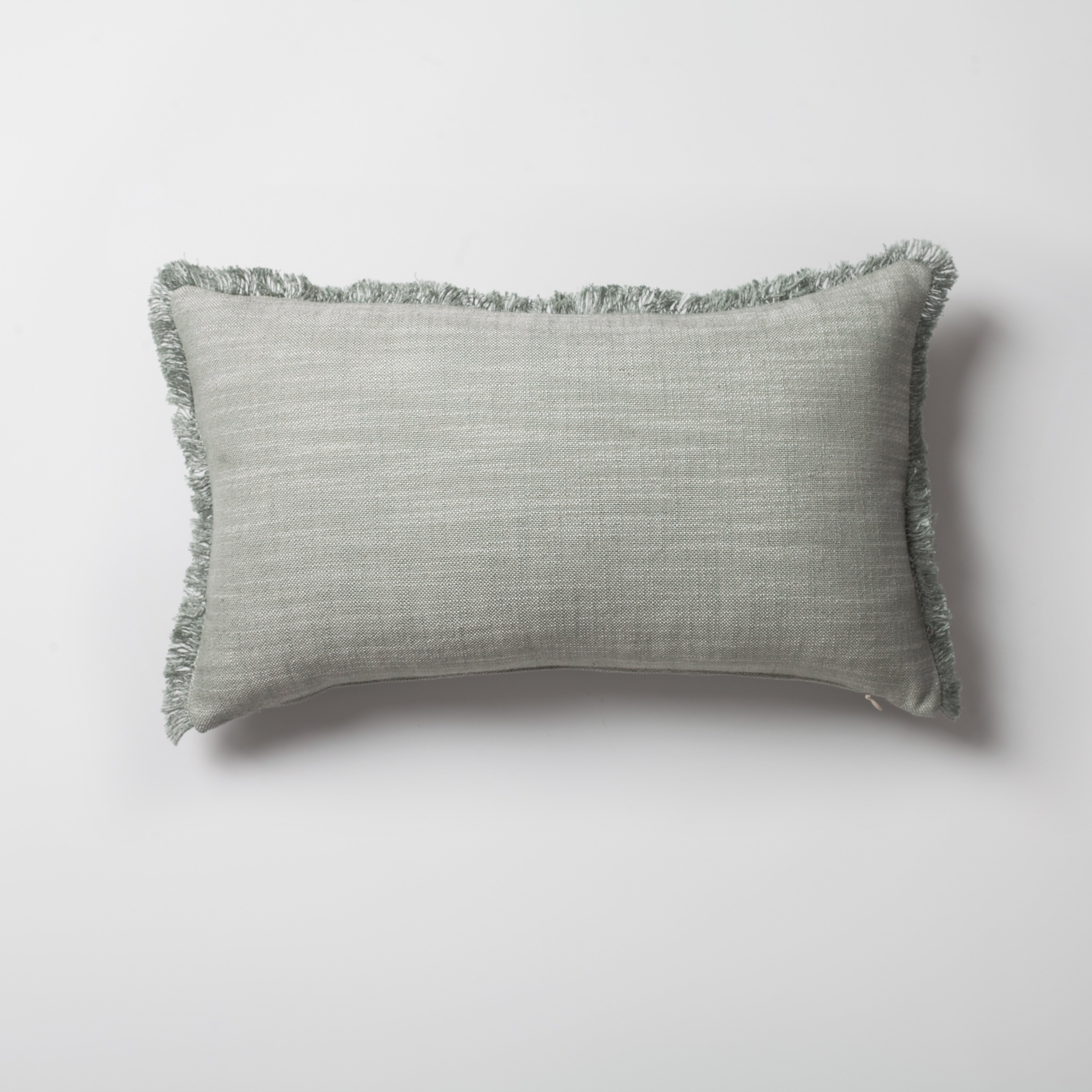 "Soho" - Linen Fringed Pillow 12x20 Inch - Mint Green (Cover Only)