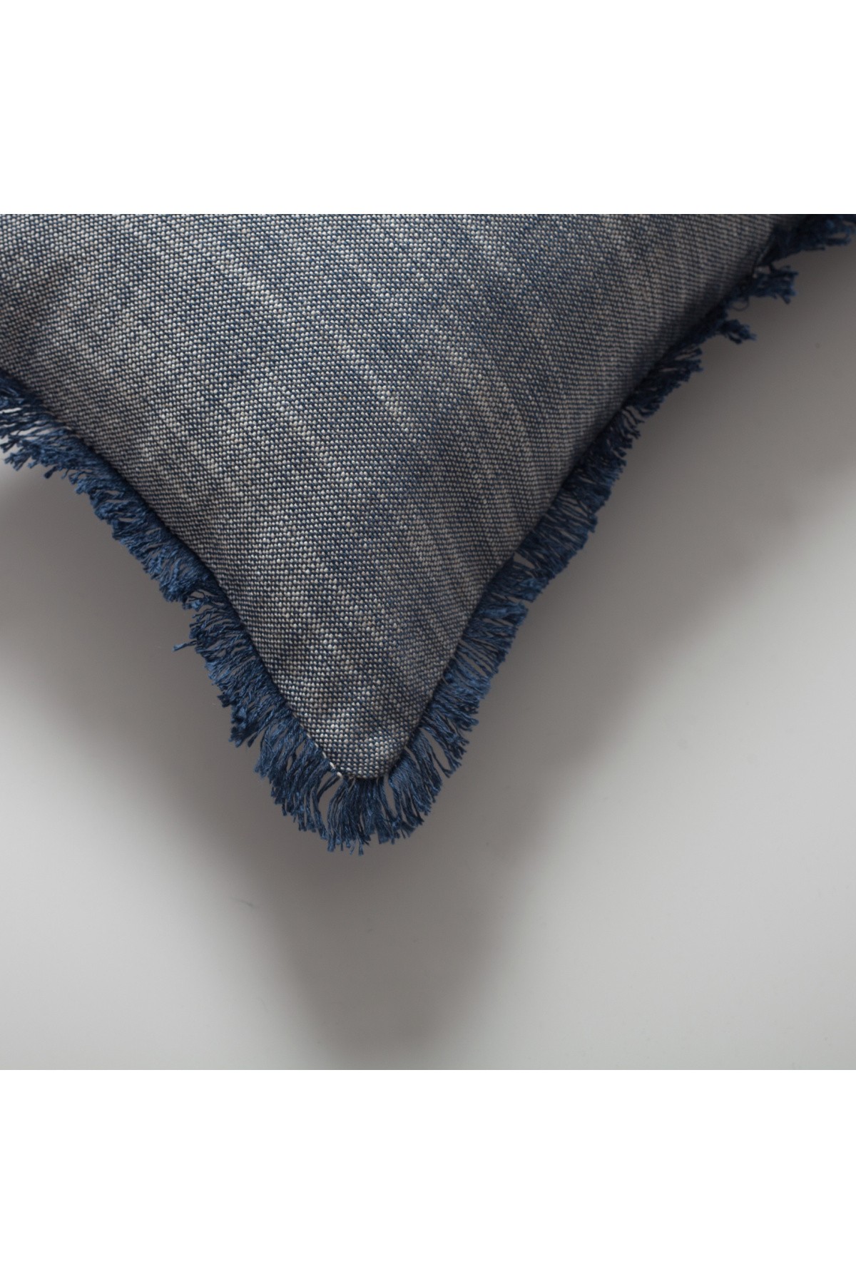 "Soho" - Linen Fringed Pillow 12x20 Inch - Blue (Cover Only)