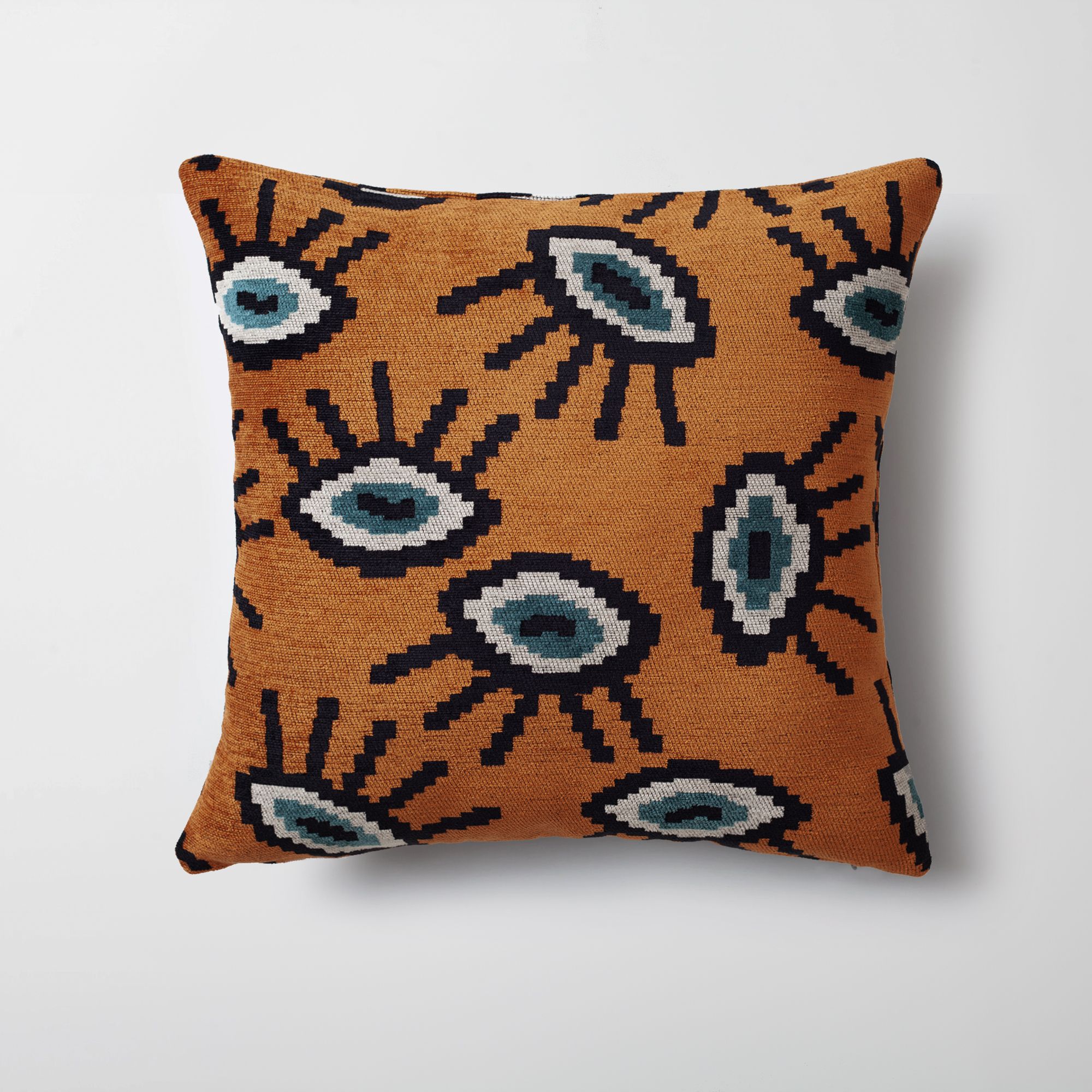 Yonobi Eye Patterned Throw Pillow 18x18 Inch Orange Cover Only