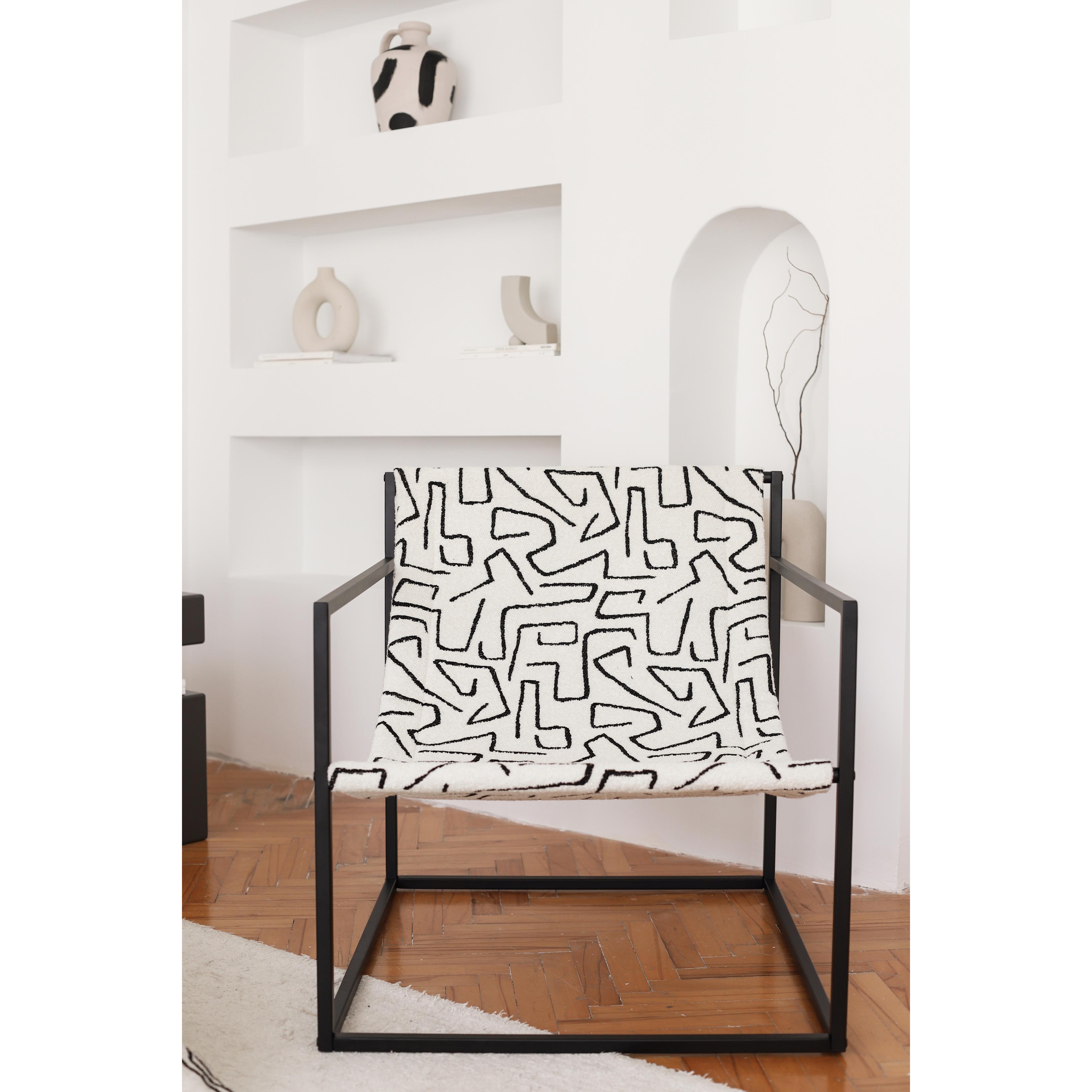 Bernie Chair Metal Seat - White & Black Patterned