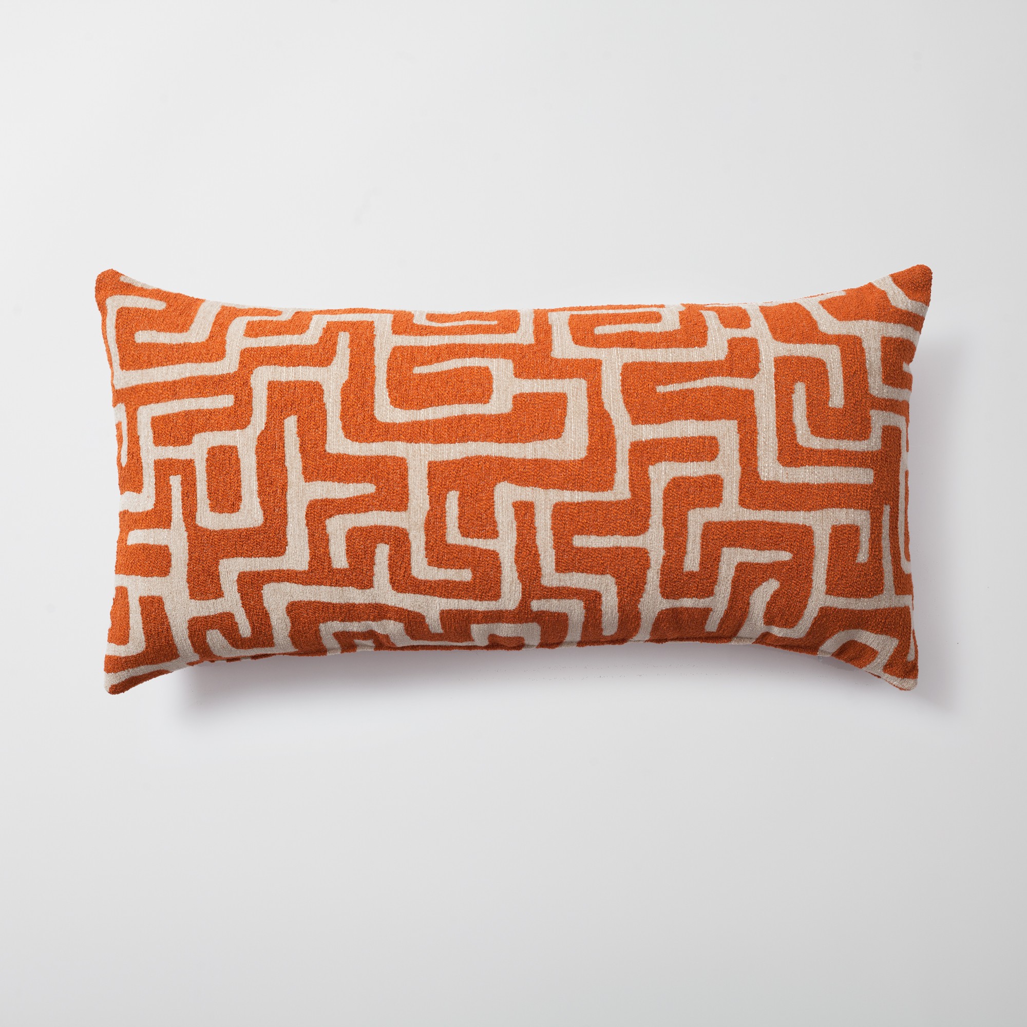 "Norm" - Maze Patterned 14x28 Inch Pillow - Orange (Cover Only)