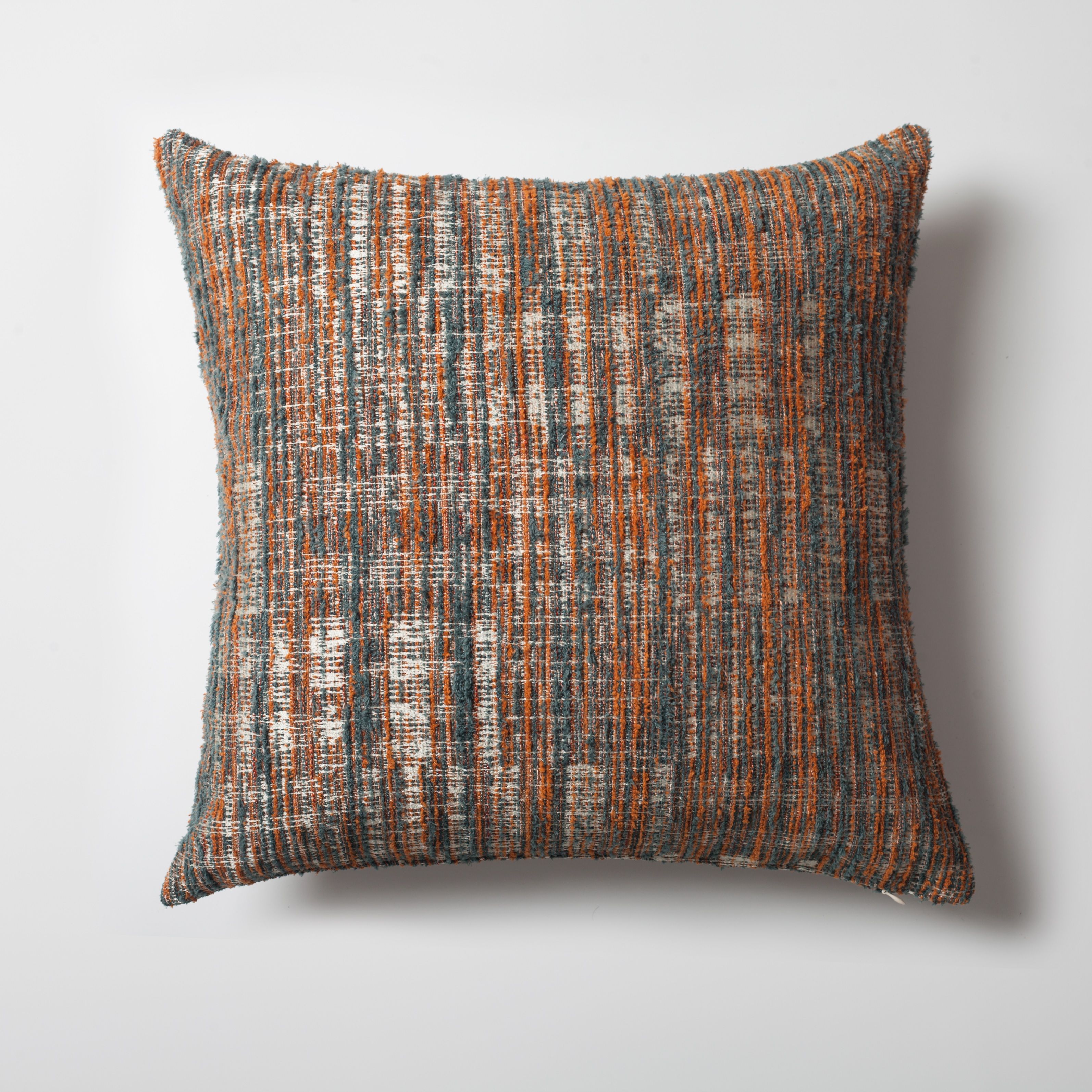 "Tweed" - Abstract Textured Square Pillow 20x20 Inch - Orange (Cover Only)