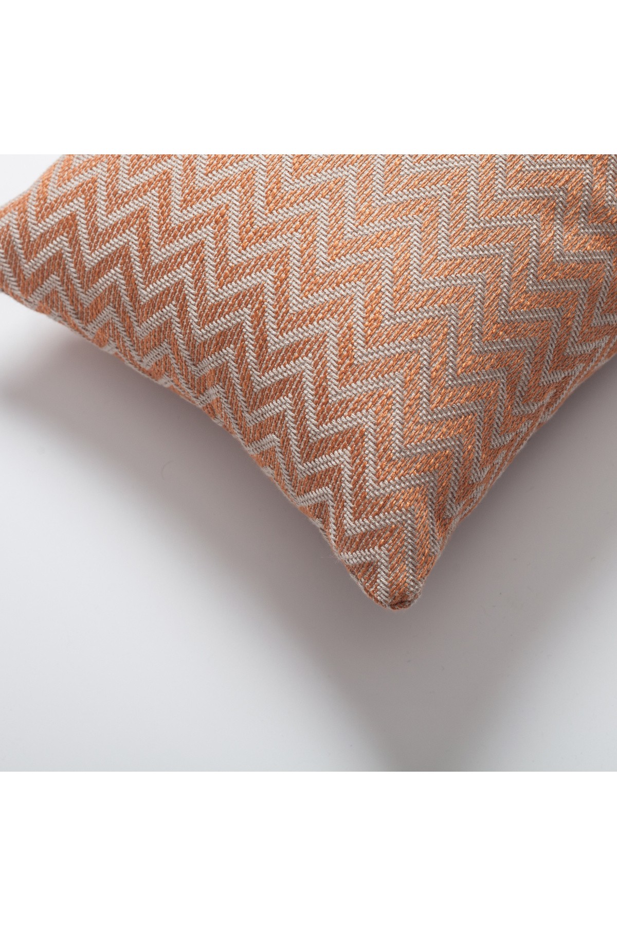 "Orsa" - Linen Zigzag Patterned Weave Pillow 12x20 Inch - Orange (Cover Only)