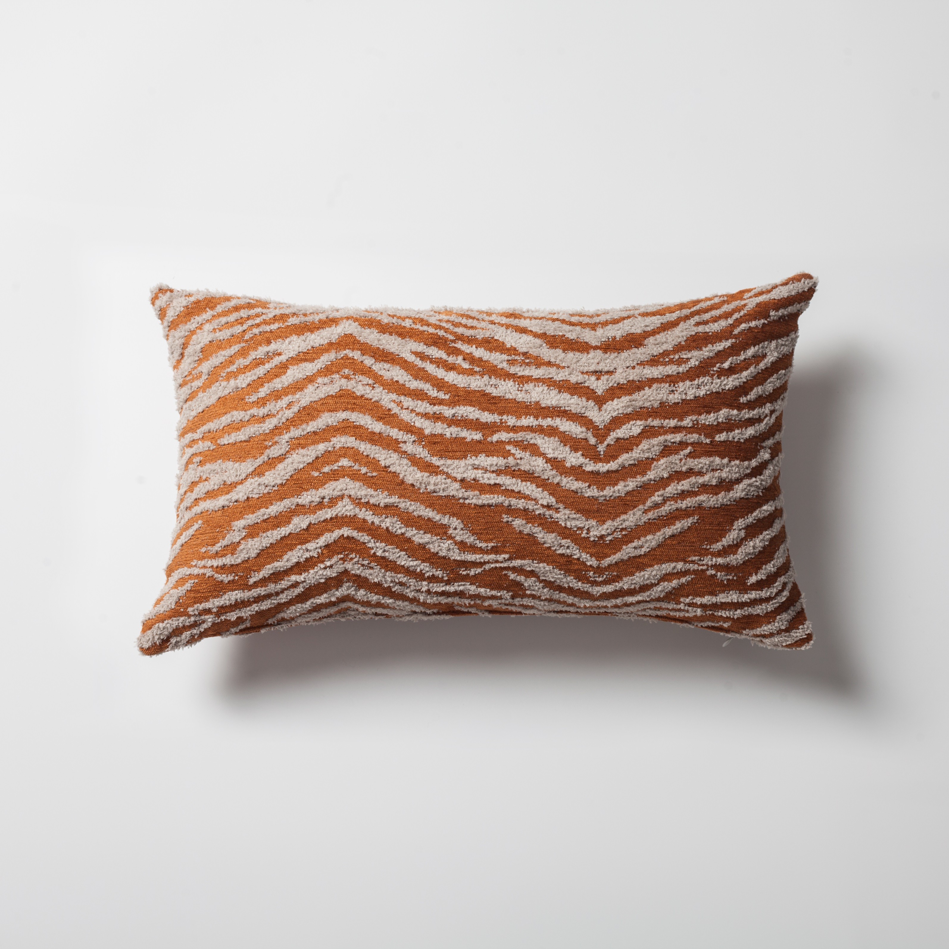 "Tokyo" - Geometric Zebra Patterned Pillow 12x20 Inch - Orange (Cover Only)