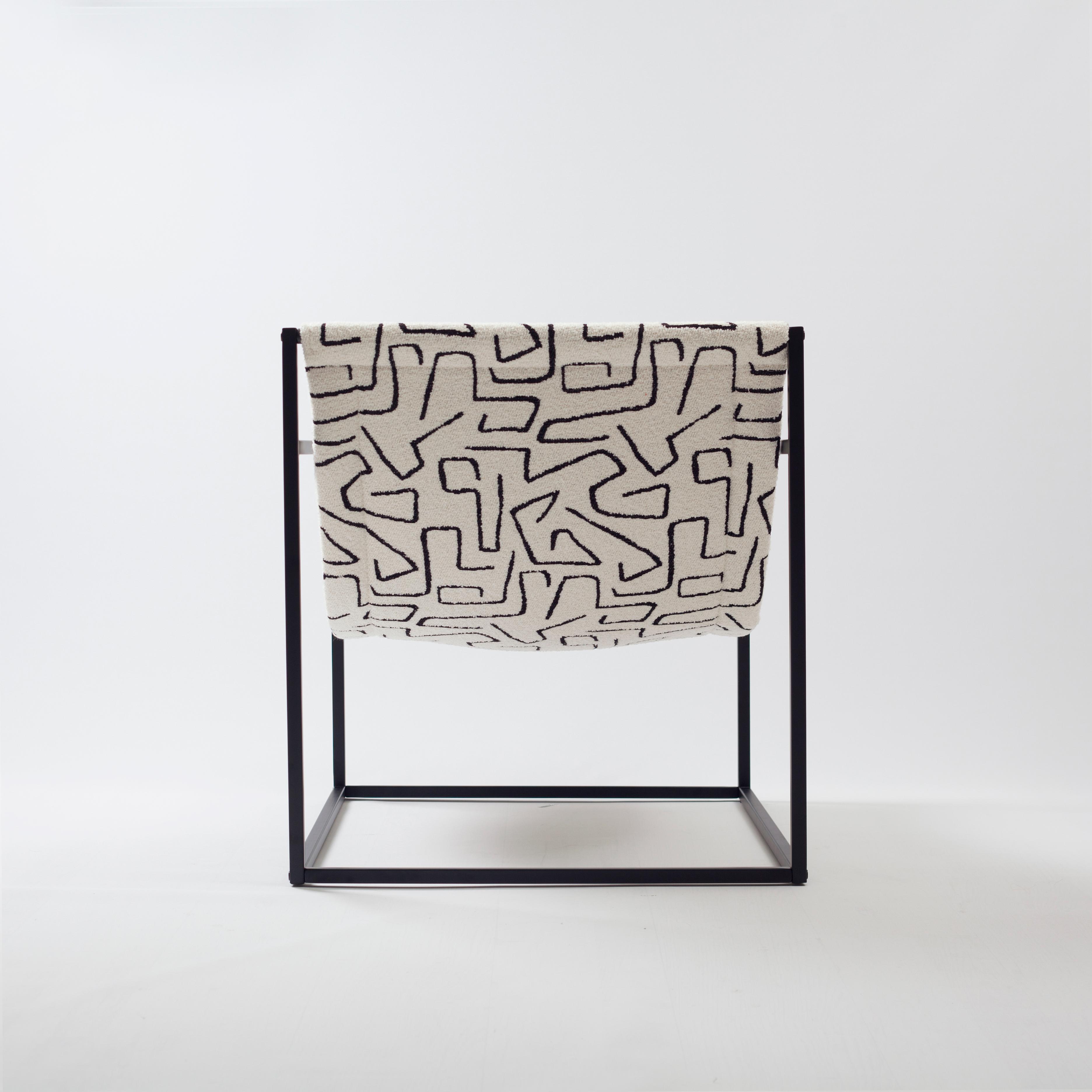 Bernie Chair Metal Seat - White & Black Patterned