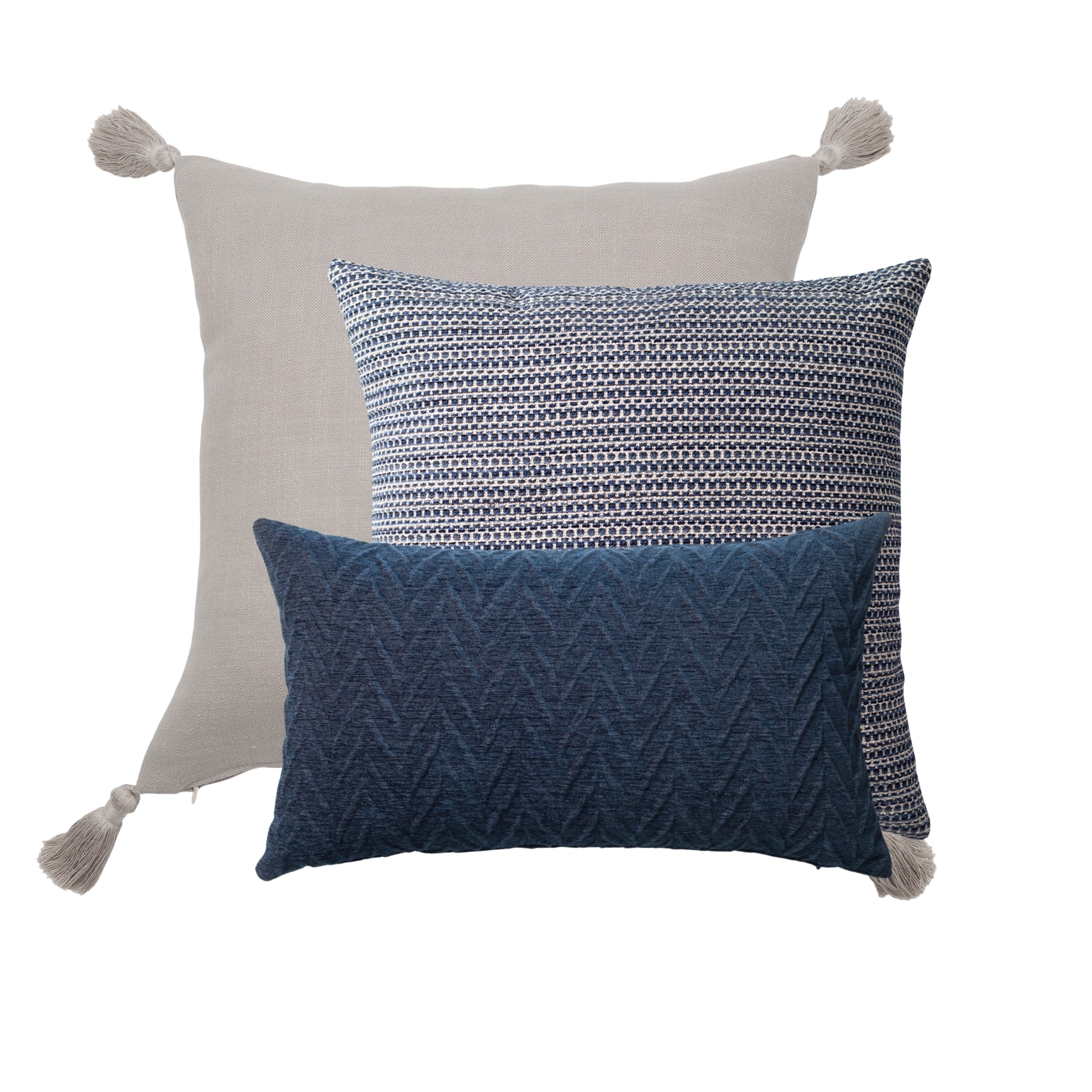 " Loom & Kraft " - Dekoratif Yastık- 3'lü Kombin Set - Mavi