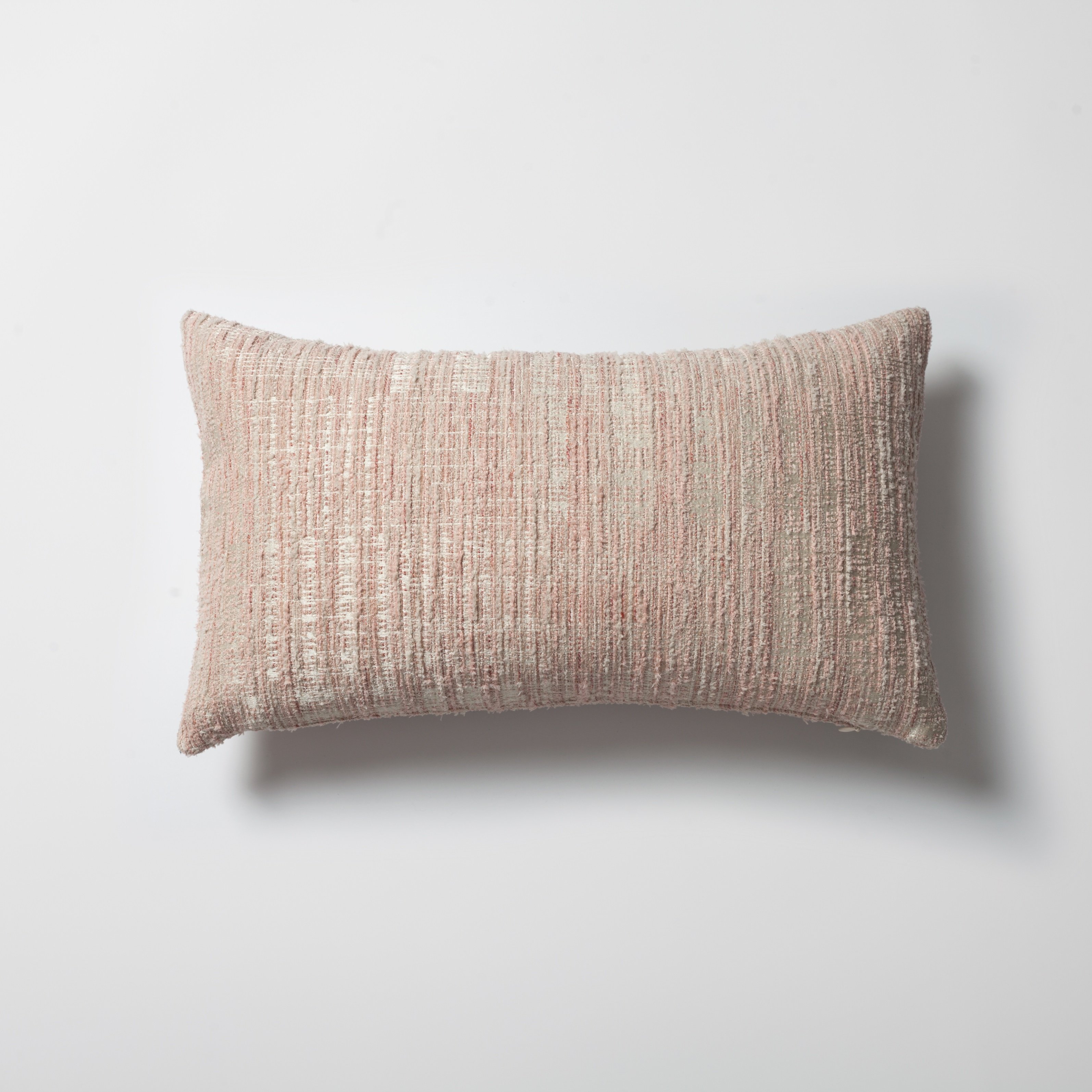 "Tweed" - Abstract Textured Rectangle Pillow 12x20 Inch - Pink (Cover Only)