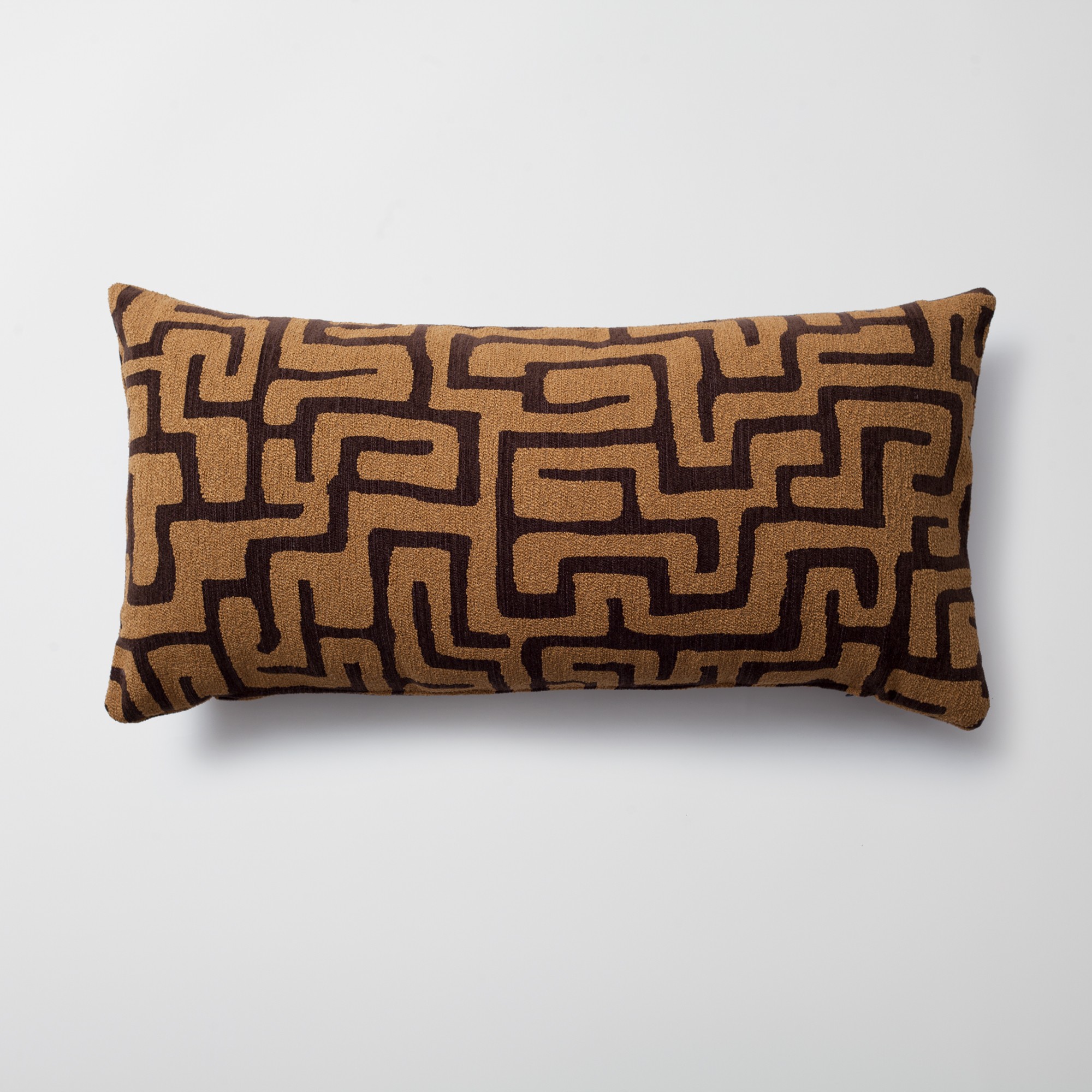 "Norm" - Maze Patterned 14x28 Inch Pillow - Brown (Cover Only)