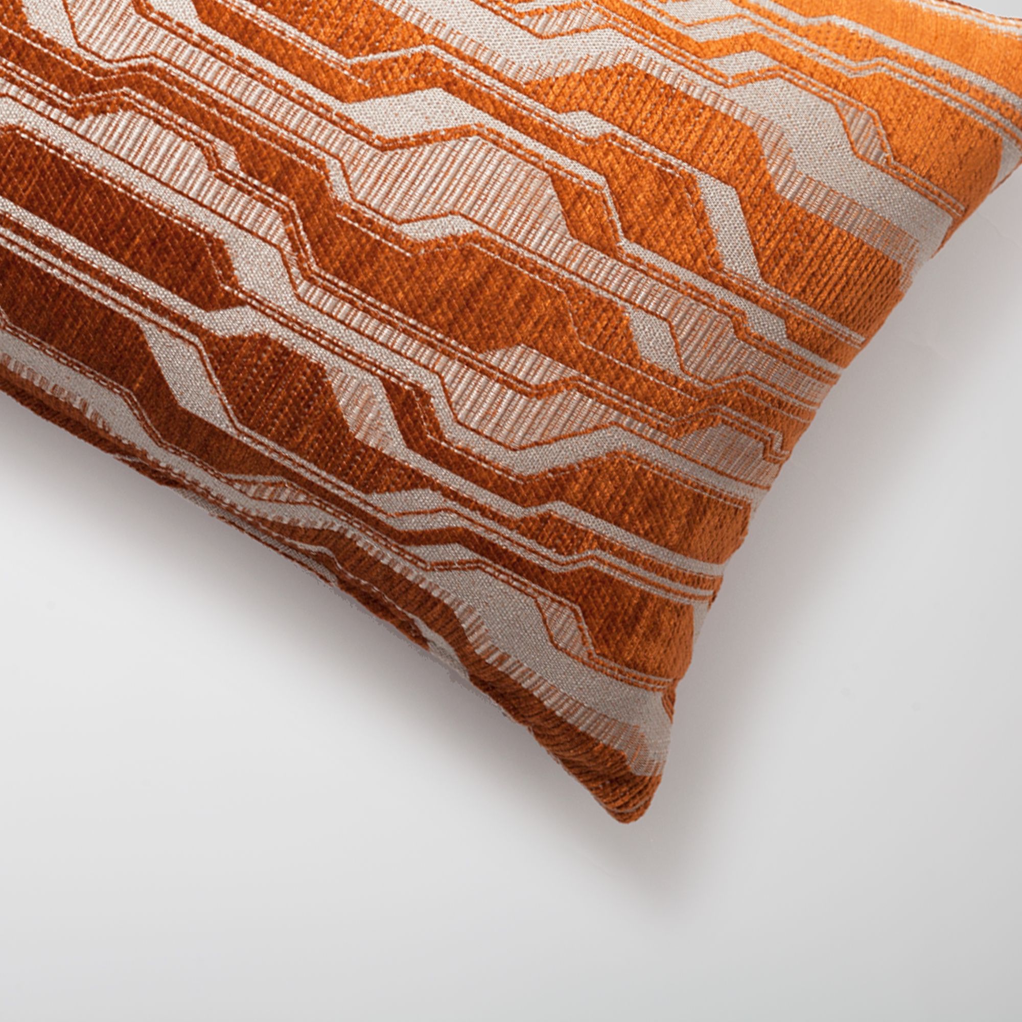 "Lebon" - Geometric Patterned 12x20 Inch Pillow - Orange (Cover Only)