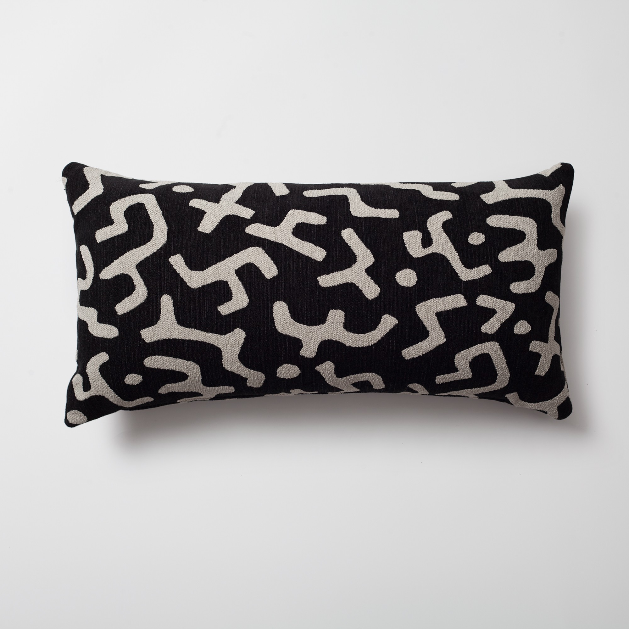 "Nandos" - Maze Patterned 14x28 Inch Pillow - Black (Cover Only)