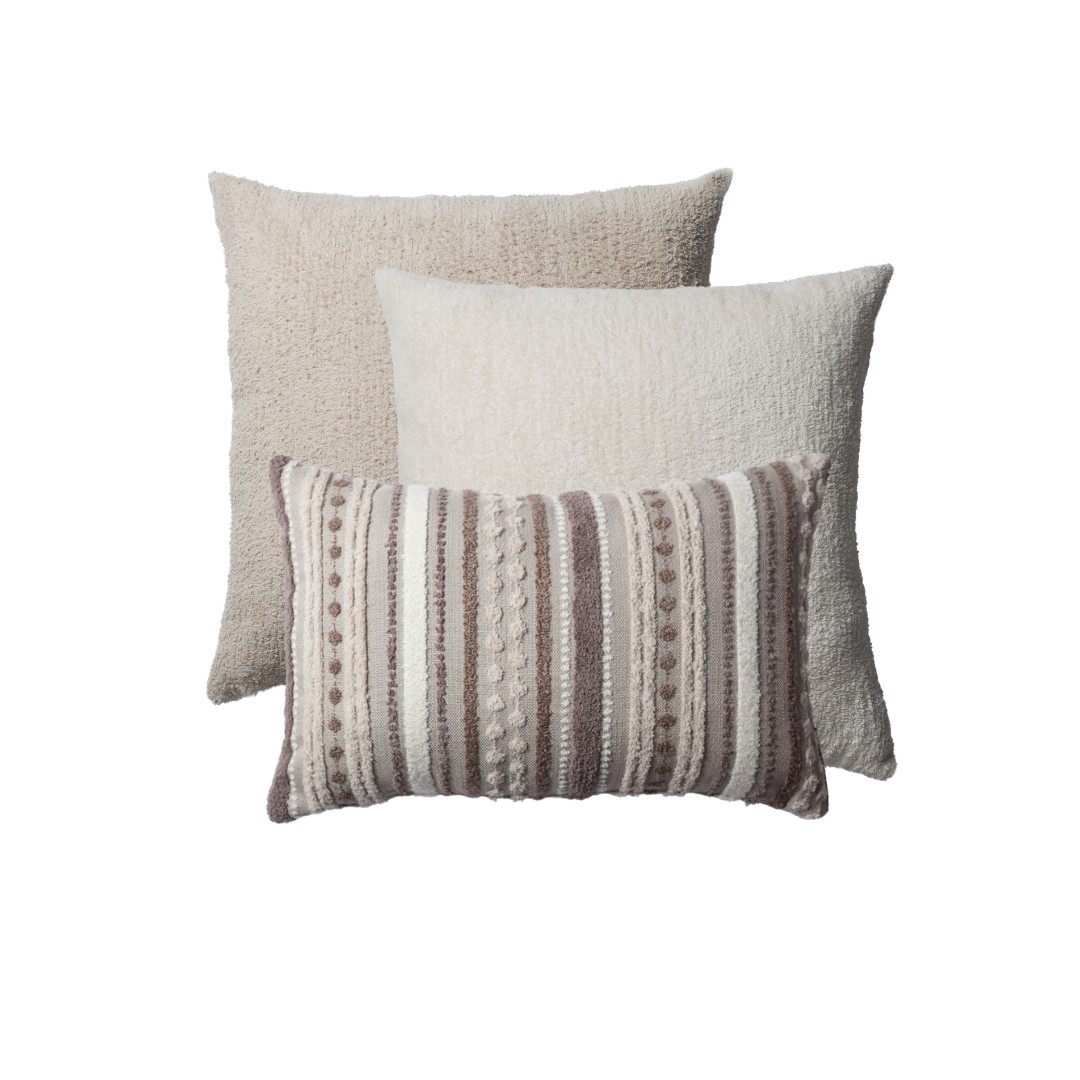 "Nomad & Cozy" - Decorative Pillow - 3-Piece Combo Set - Beige (Cover Only)